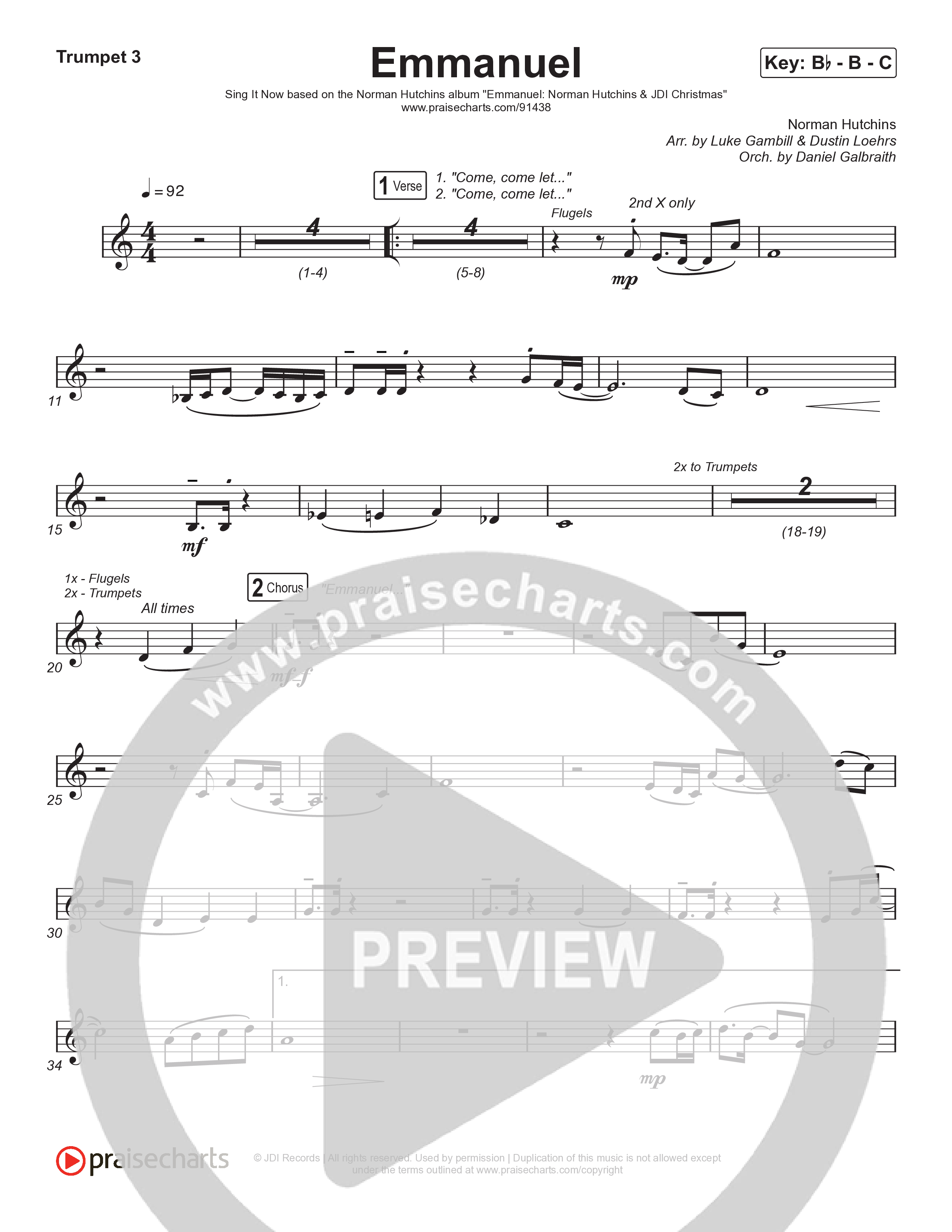 Emmanuel (Sing It Now) Trumpet 3 (Norman Hutchins / Arr. Luke Gambill)
