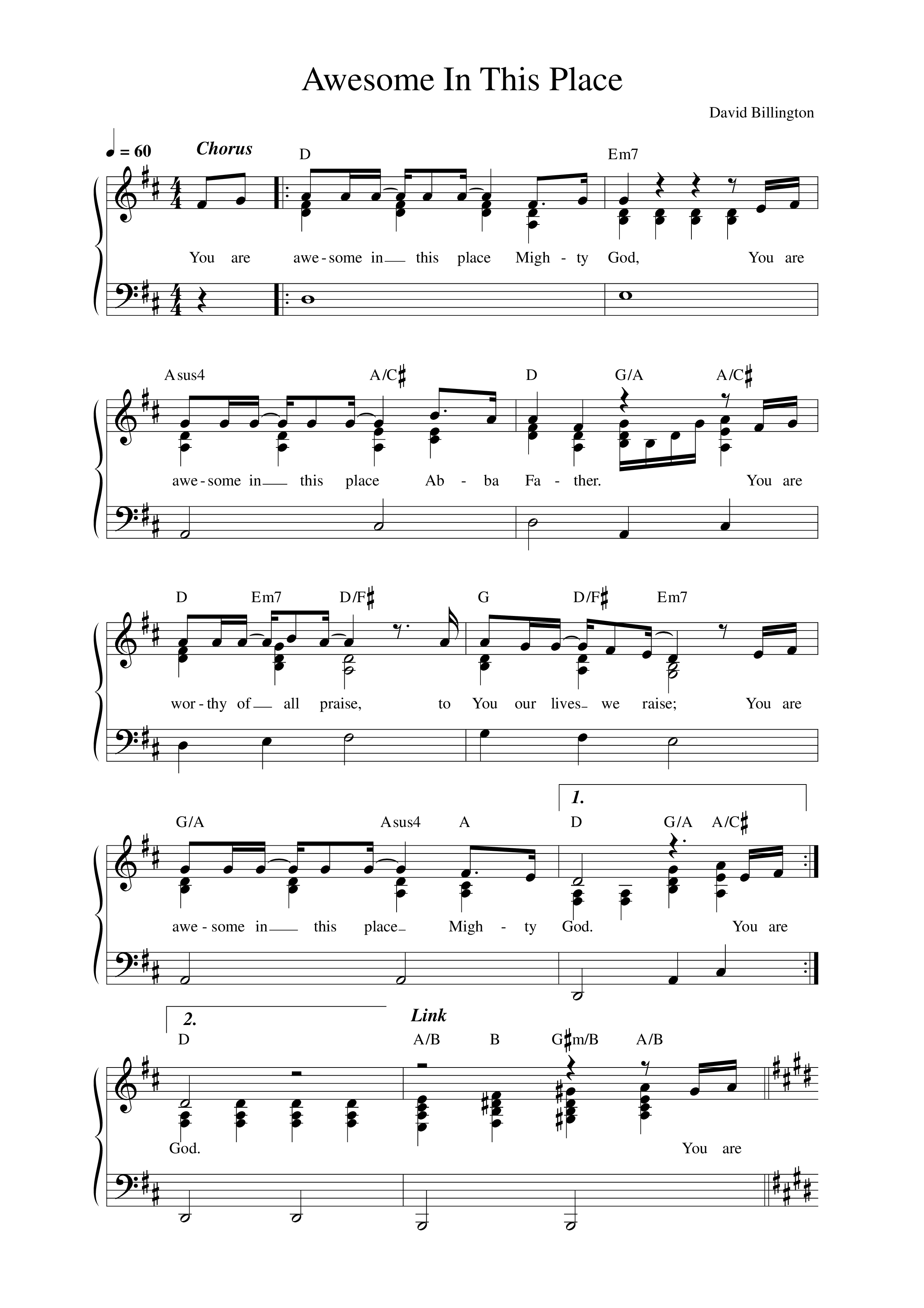 Awesome In This Place Lead Sheet Melody (REVERE)