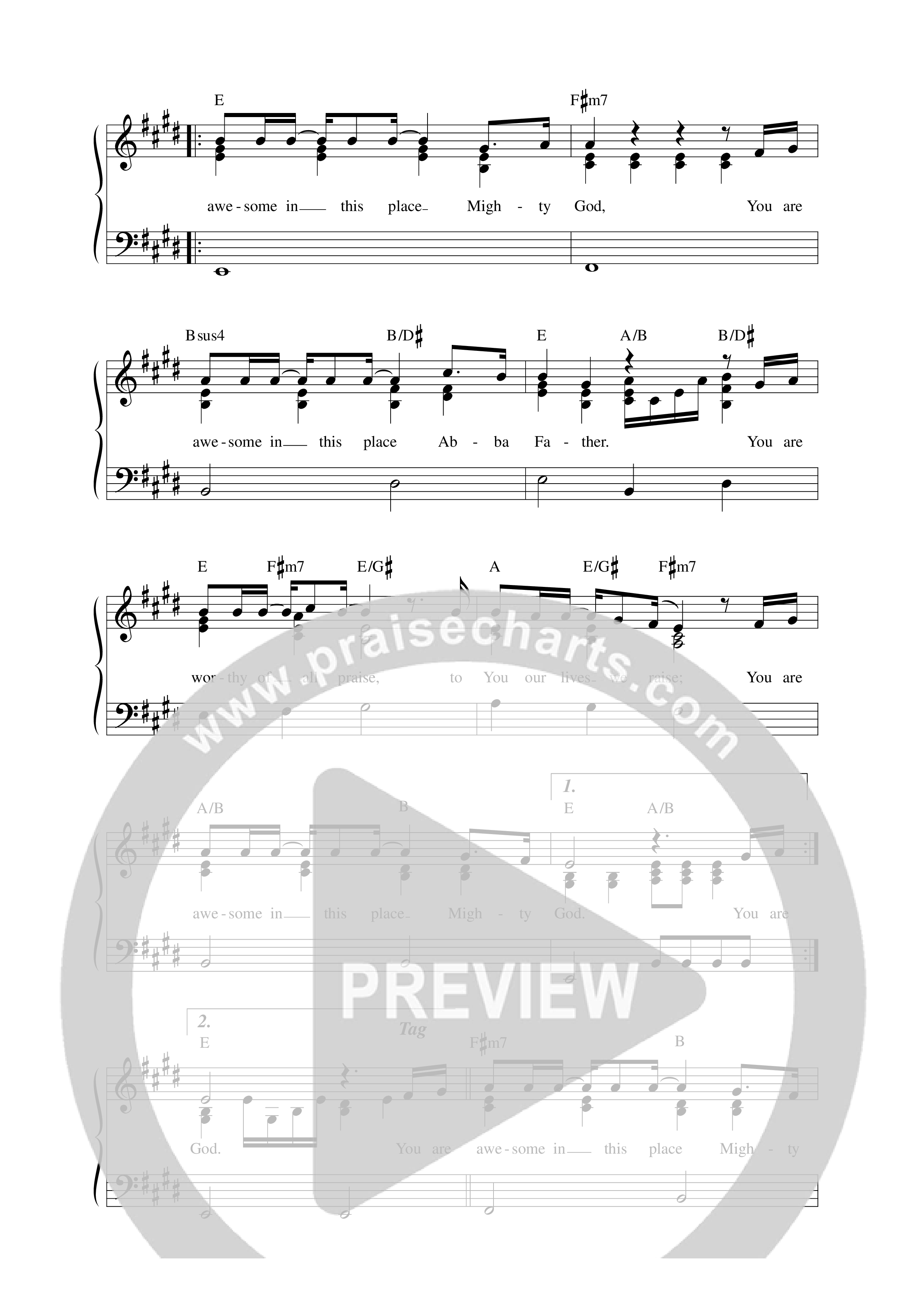 Awesome In This Place Lead Sheet Melody (REVERE)