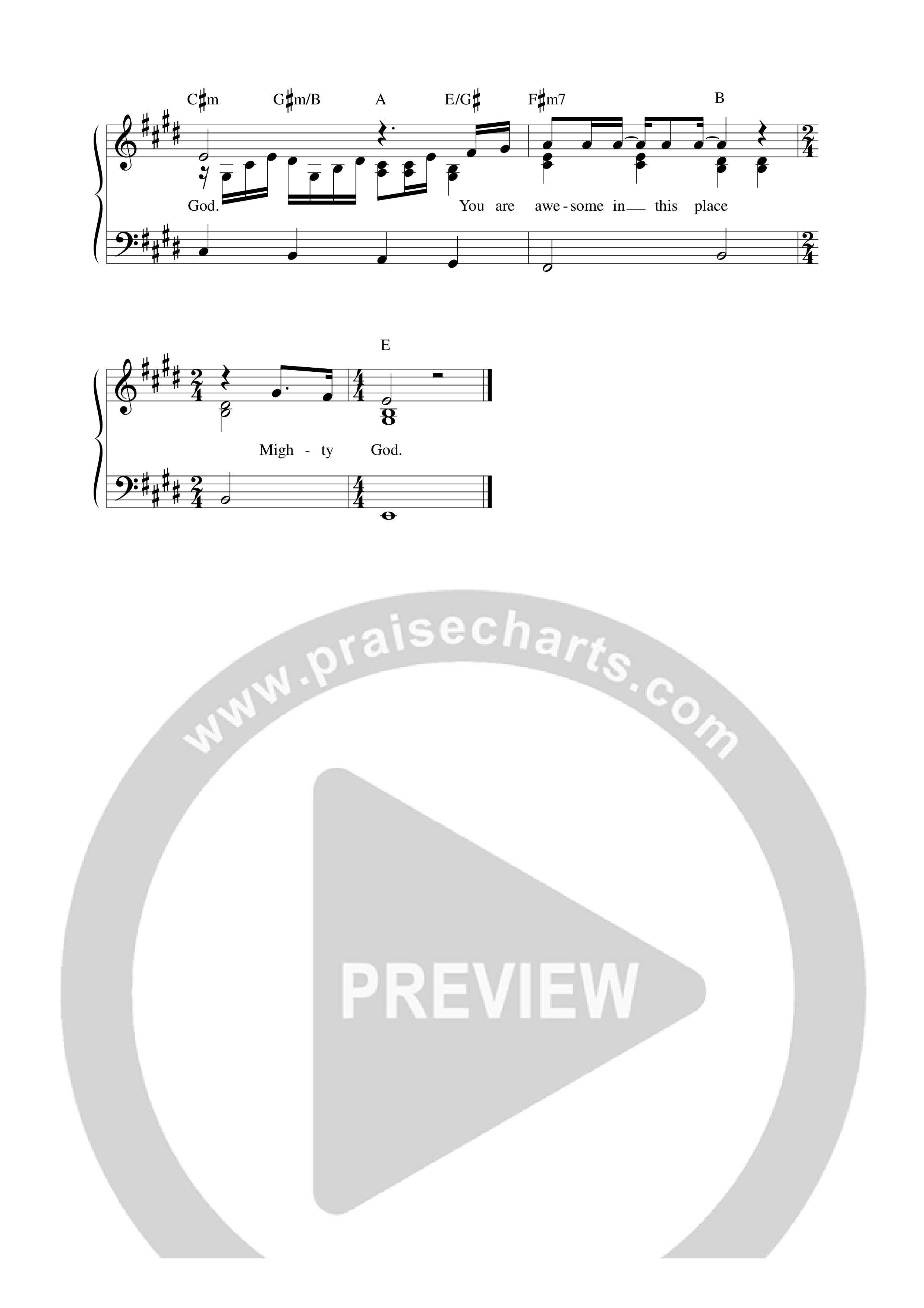 Awesome In This Place Lead Sheet Melody (REVERE)
