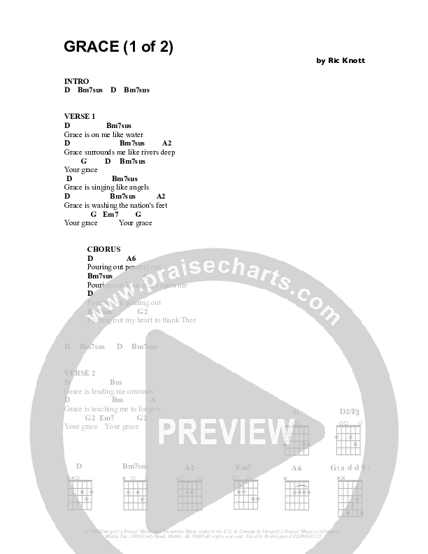Grace Chords & Lyrics (Parachute Band)