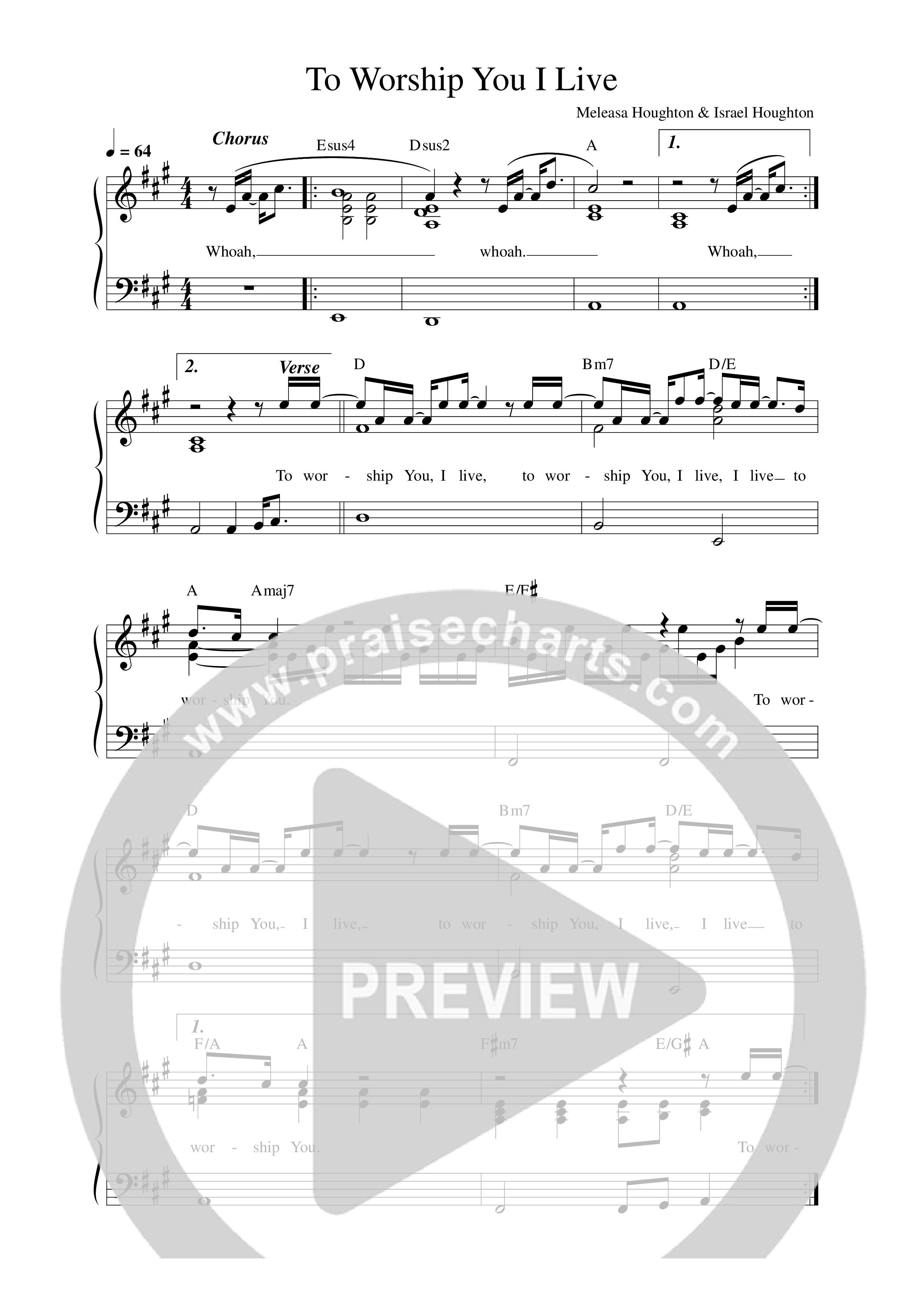 To Worship You I Live Lead Sheet Melody (REVERE)