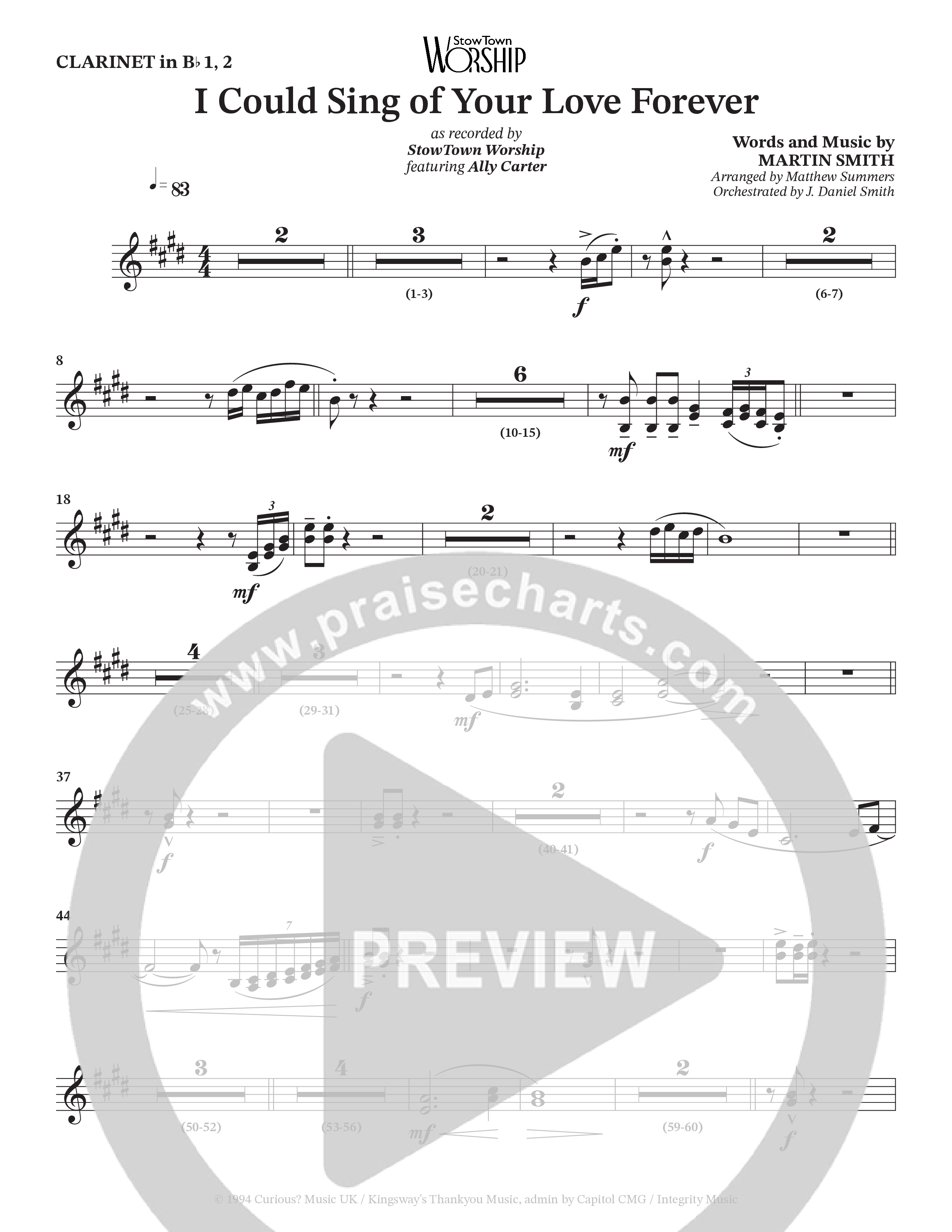 I Could Sing Of Your Love Forever (Choral Anthem SATB) Clarinet 1/2 (StowTown Worship / Ally Carter)
