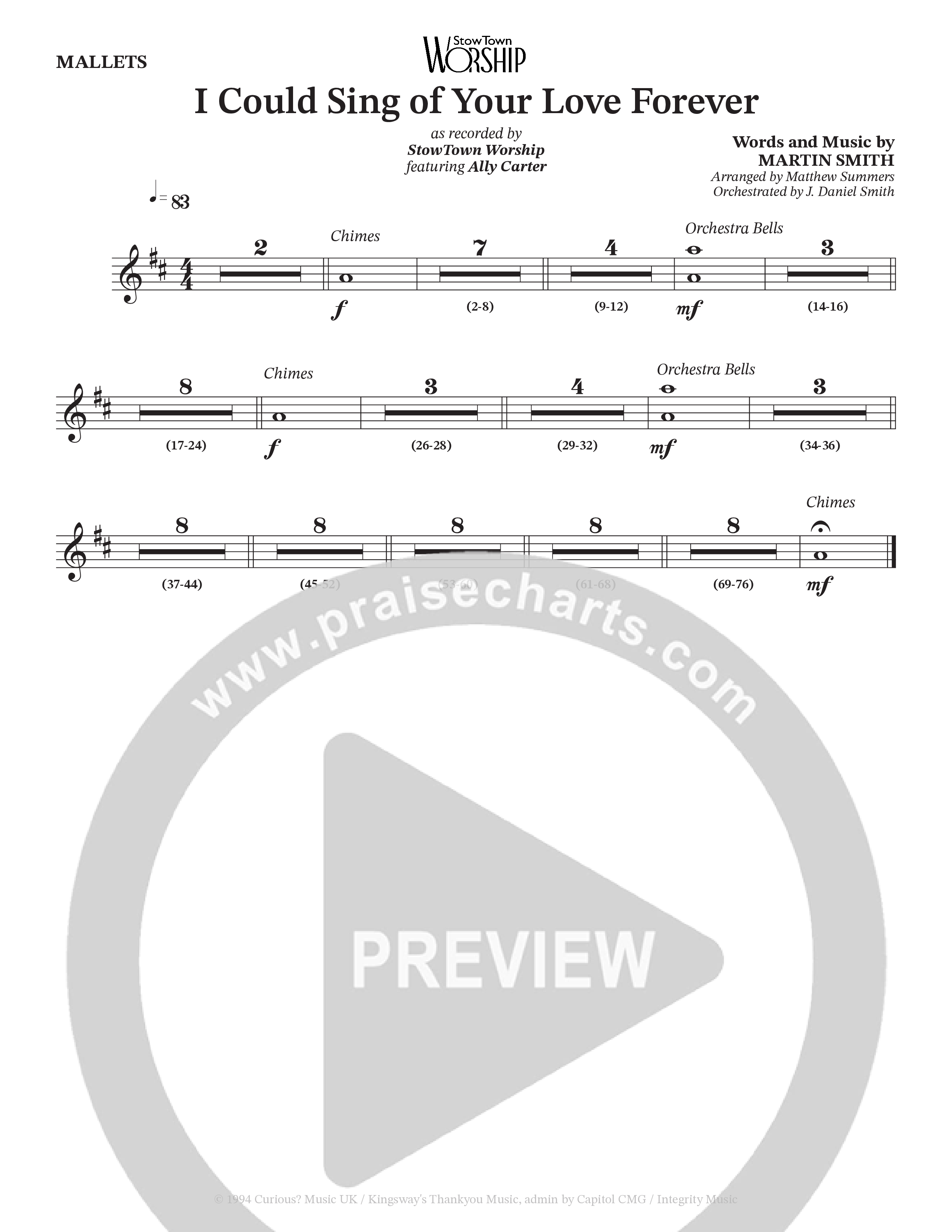 I Could Sing Of Your Love Forever (Choral Anthem SATB) Mallets (StowTown Worship / Ally Carter)
