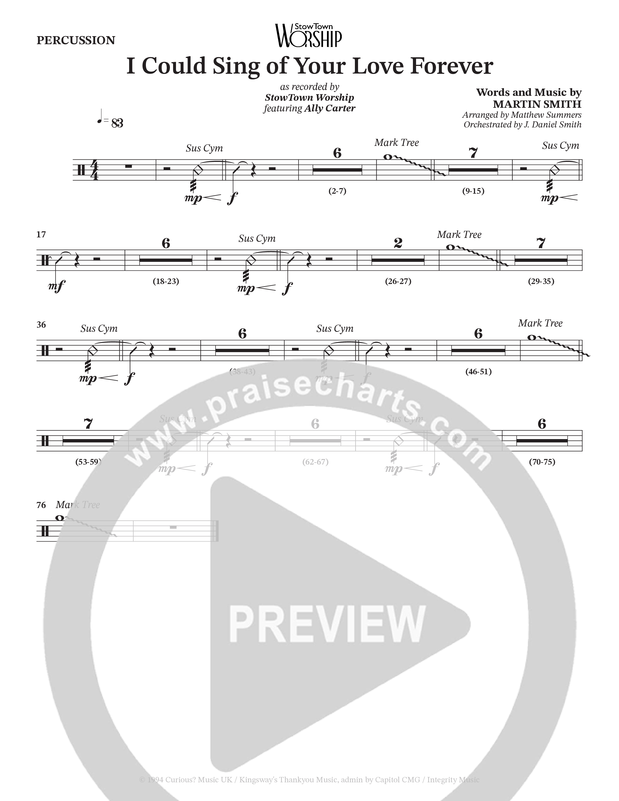 I Could Sing Of Your Love Forever (Choral Anthem SATB) Percussion (StowTown Worship / Ally Carter)