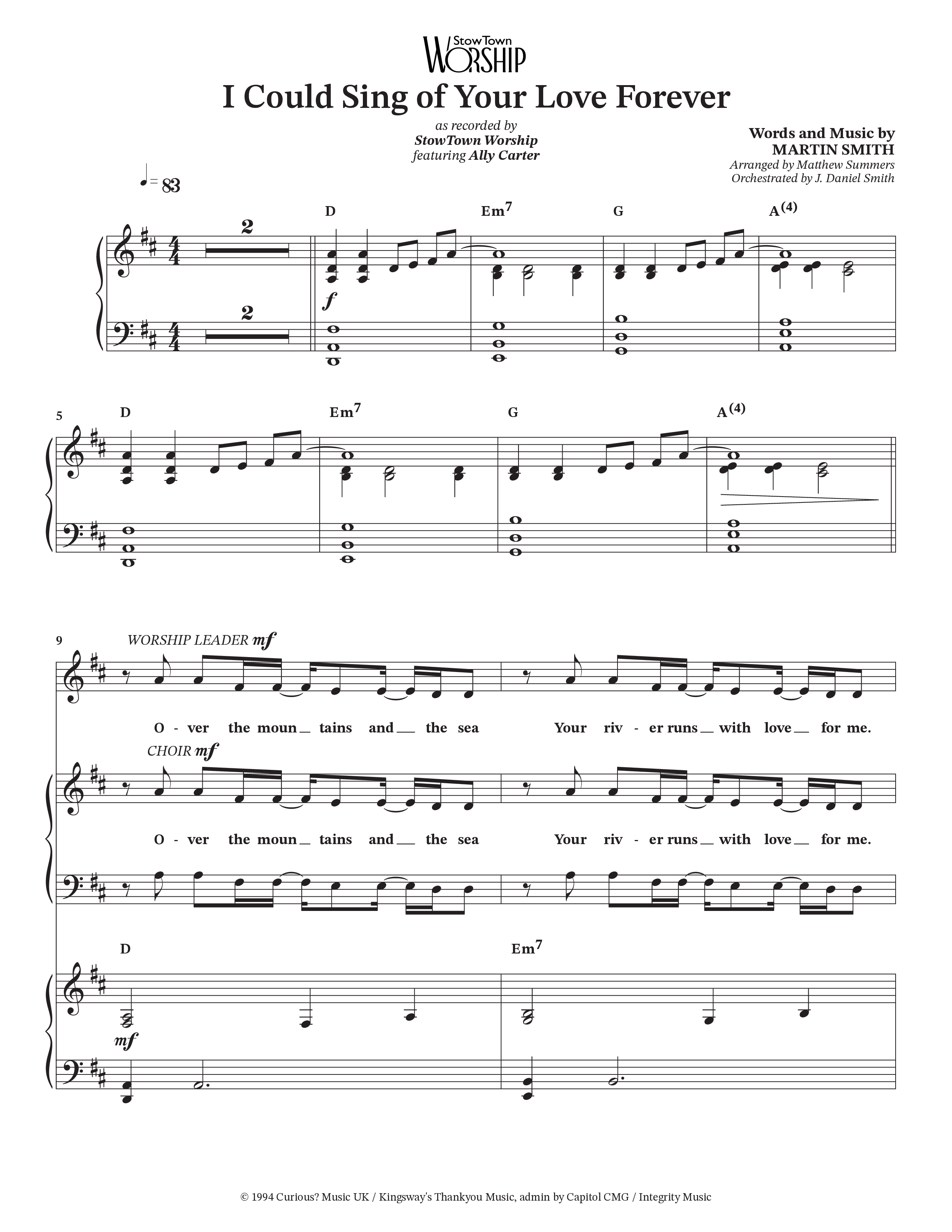 I Could Sing Of Your Love Forever (Choral Anthem SATB) Anthem (SATB/Piano) (StowTown Worship / Ally Carter)