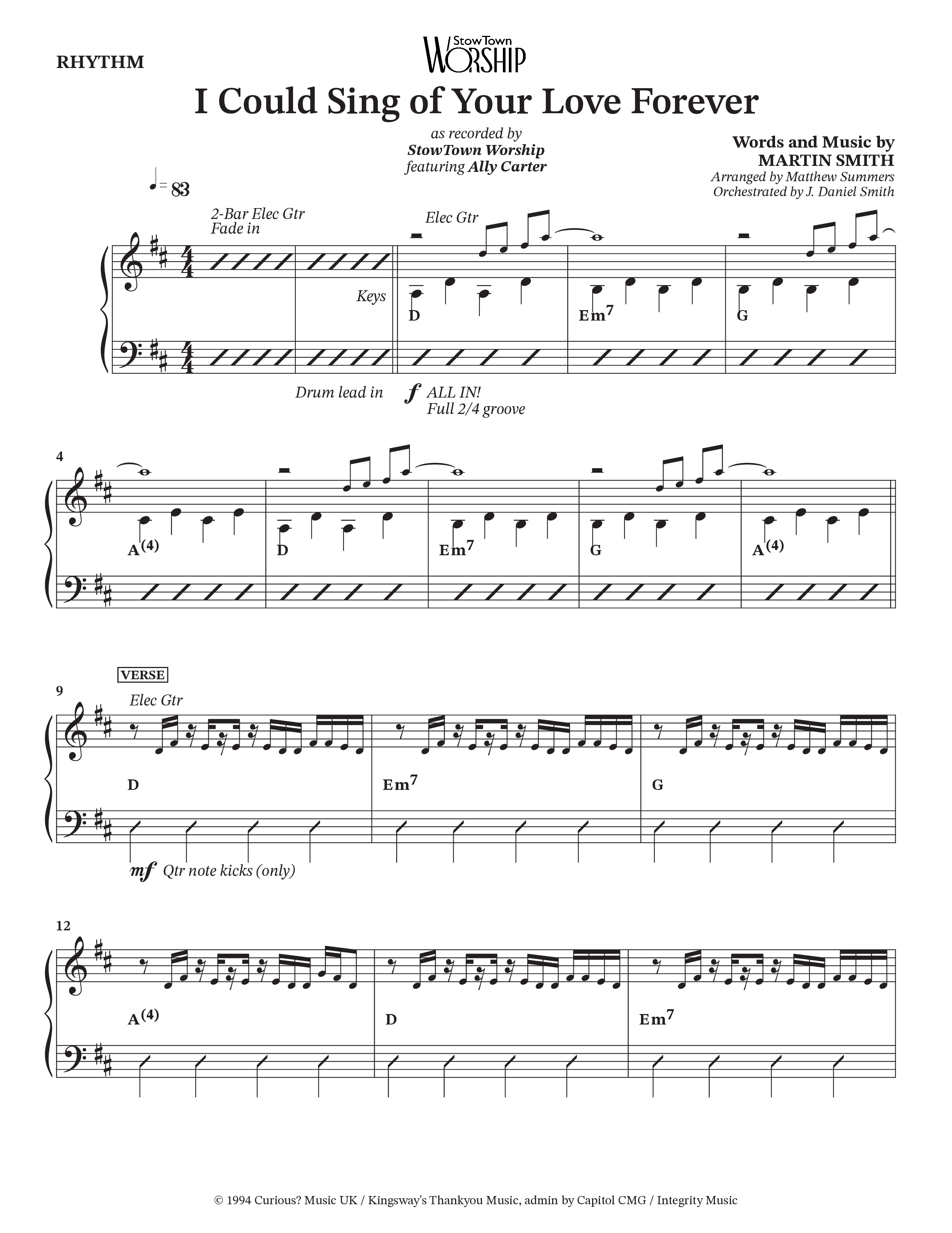 I Could Sing Of Your Love Forever (Choral Anthem SATB) Rhythm Chart (StowTown Worship / Ally Carter)
