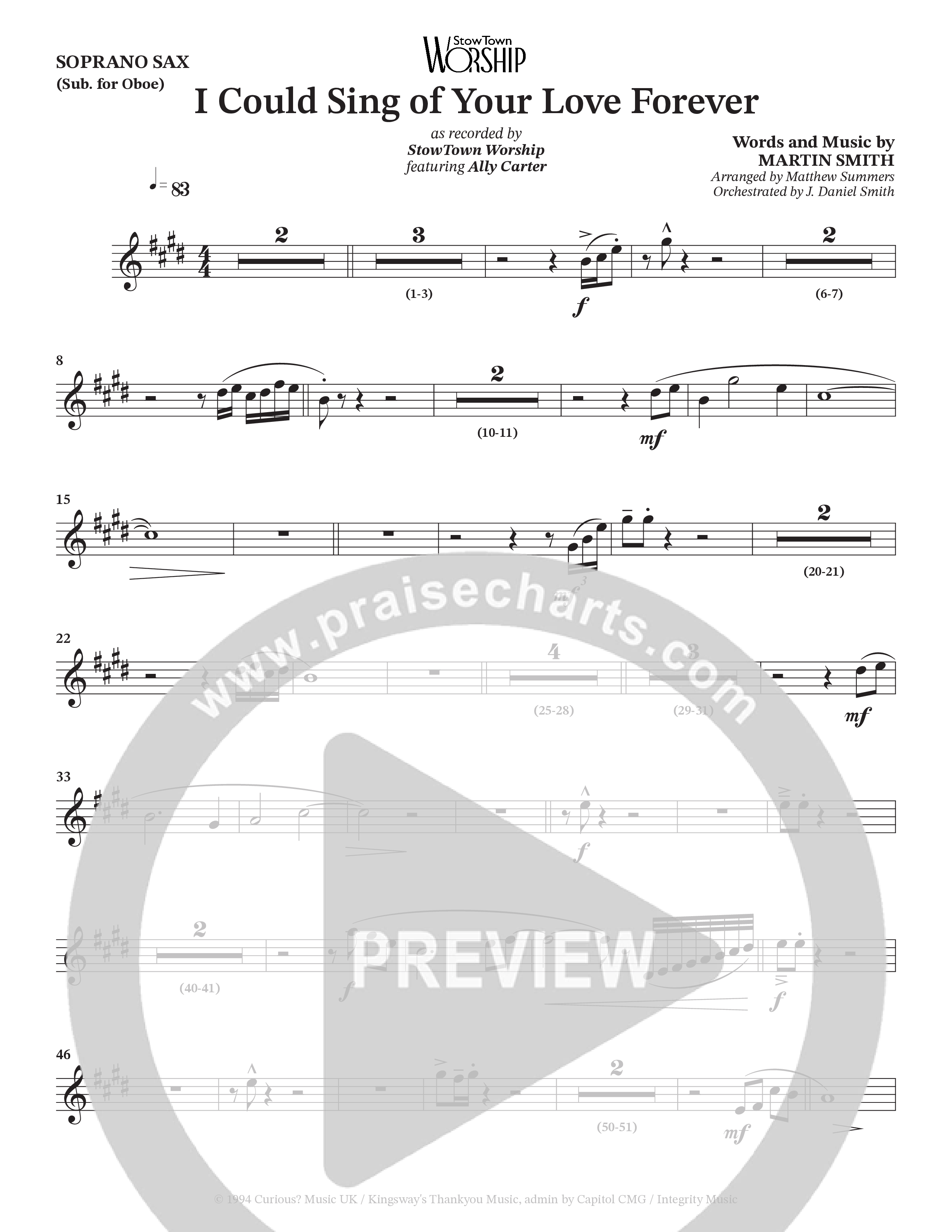 I Could Sing Of Your Love Forever (Choral Anthem SATB) Soprano Sax (StowTown Worship / Ally Carter)