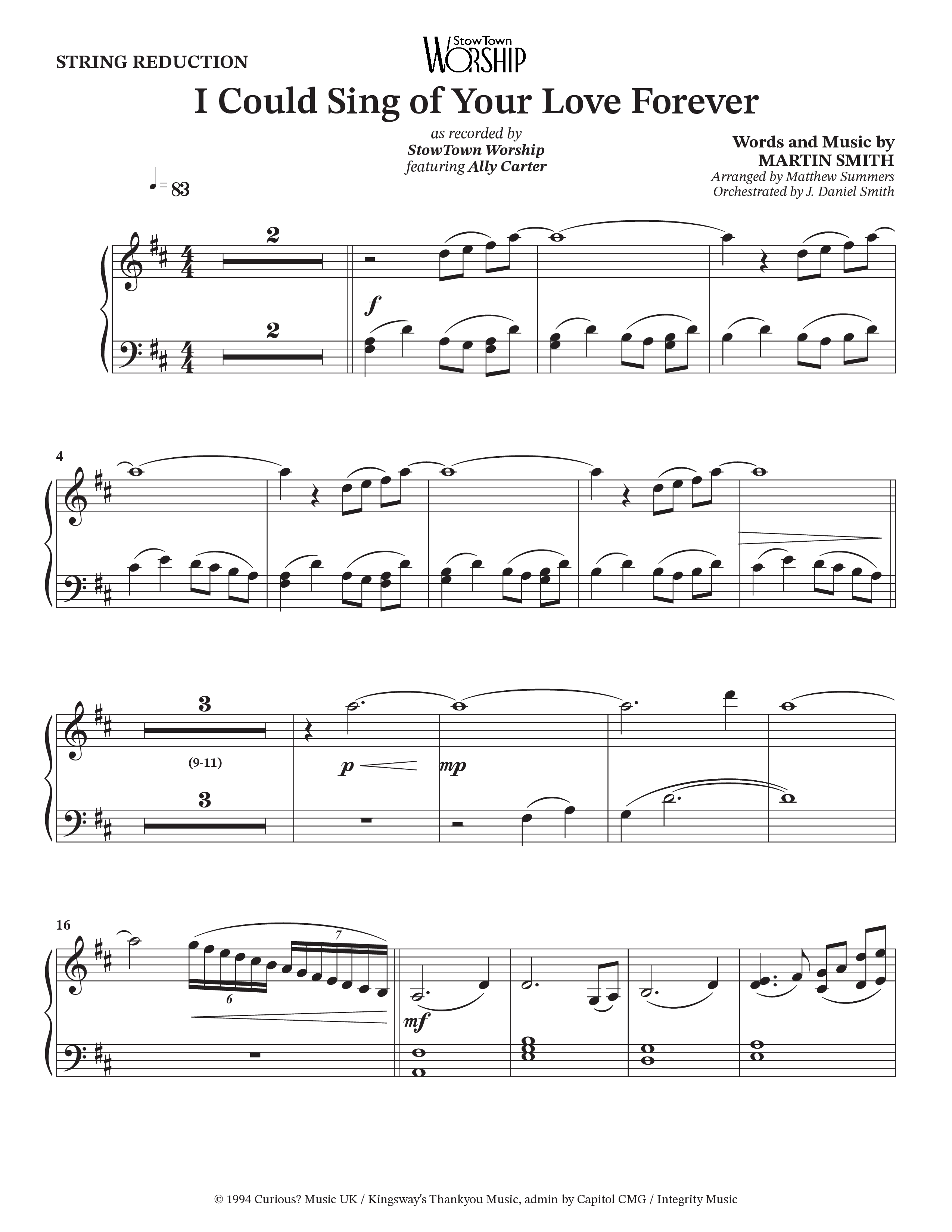 I Could Sing Of Your Love Forever (Choral Anthem SATB) String Reduction (StowTown Worship / Ally Carter)