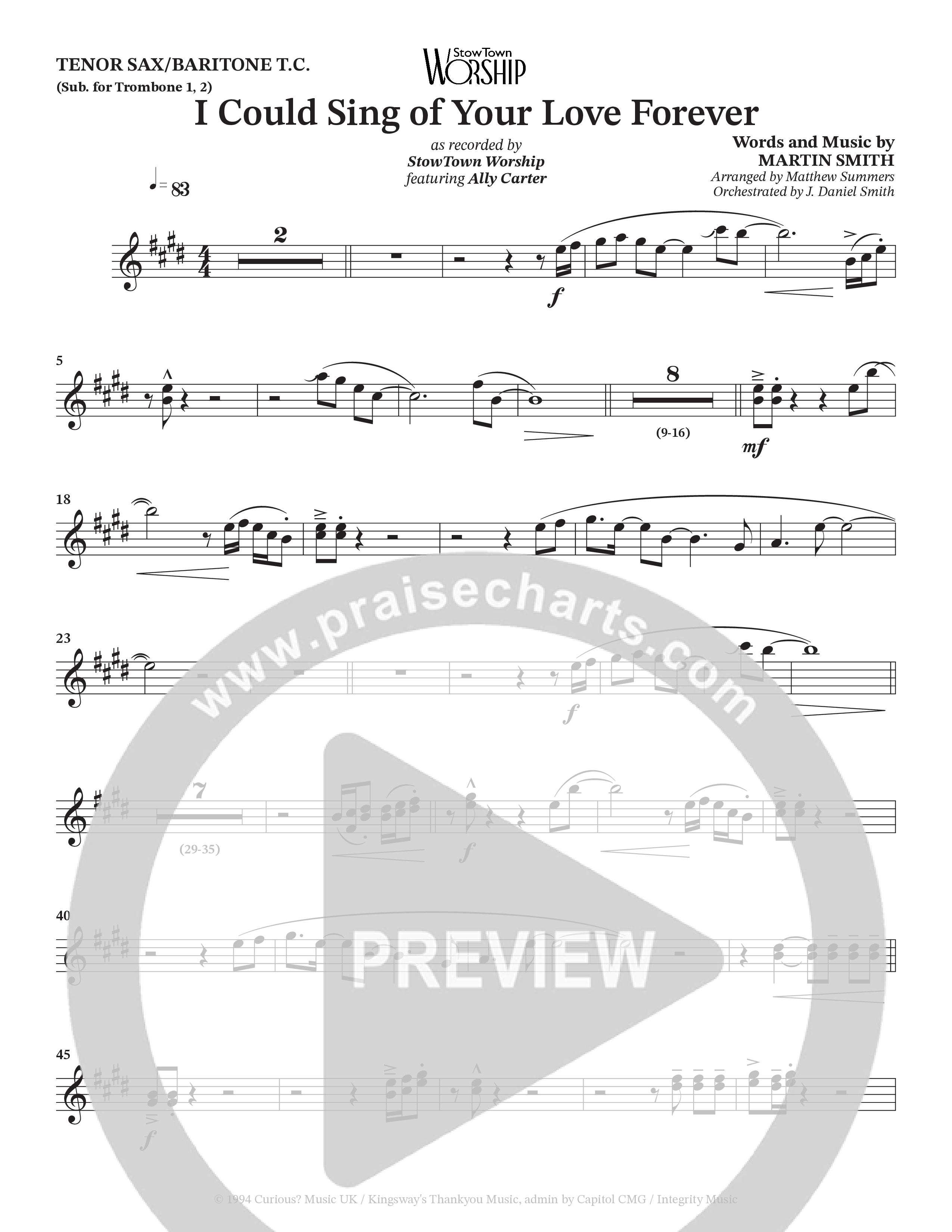 I Could Sing Of Your Love Forever (Choral Anthem SATB) Tenor Sax/Baritone T.C. (StowTown Worship / Ally Carter)