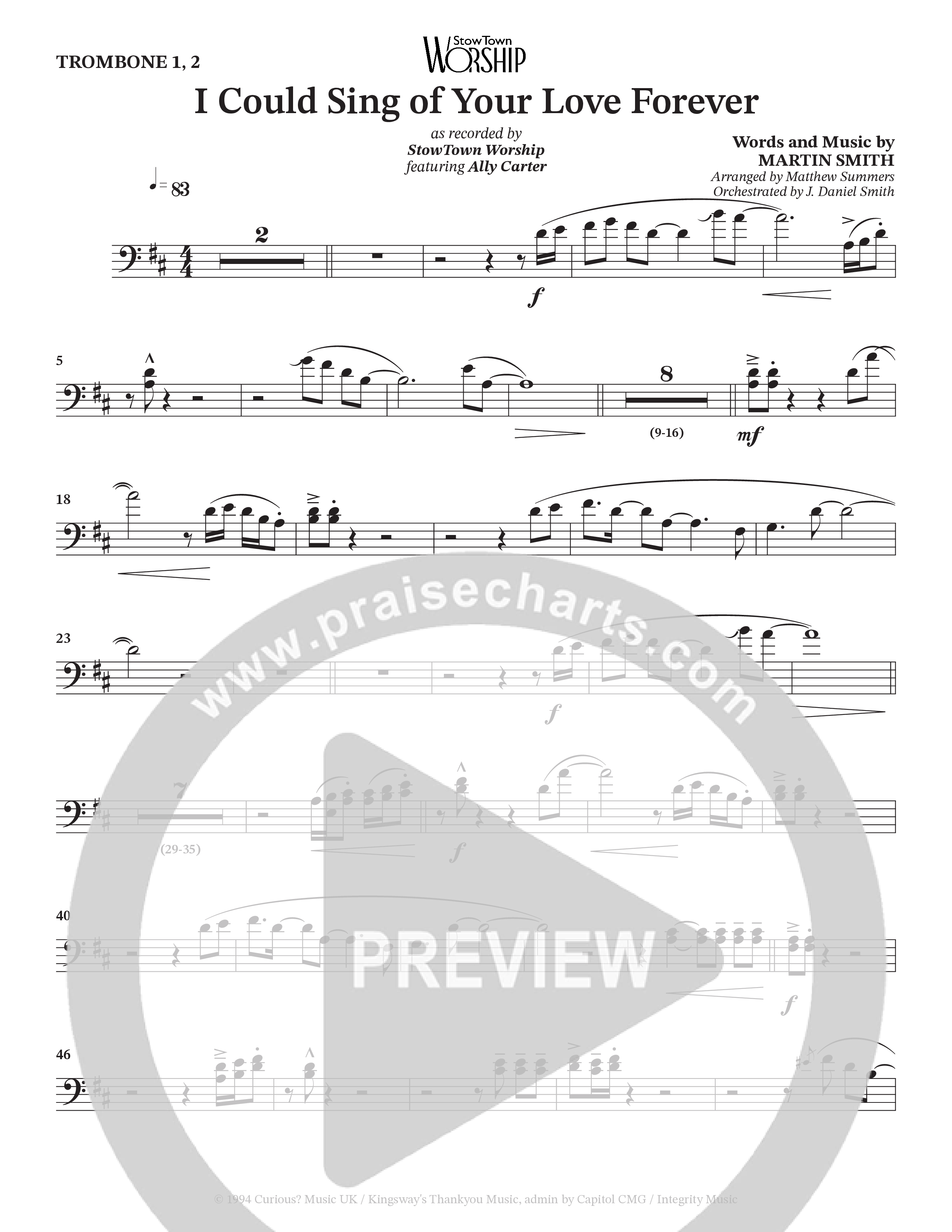 I Could Sing Of Your Love Forever (Choral Anthem SATB) Trombone 1/2 (StowTown Worship / Ally Carter)