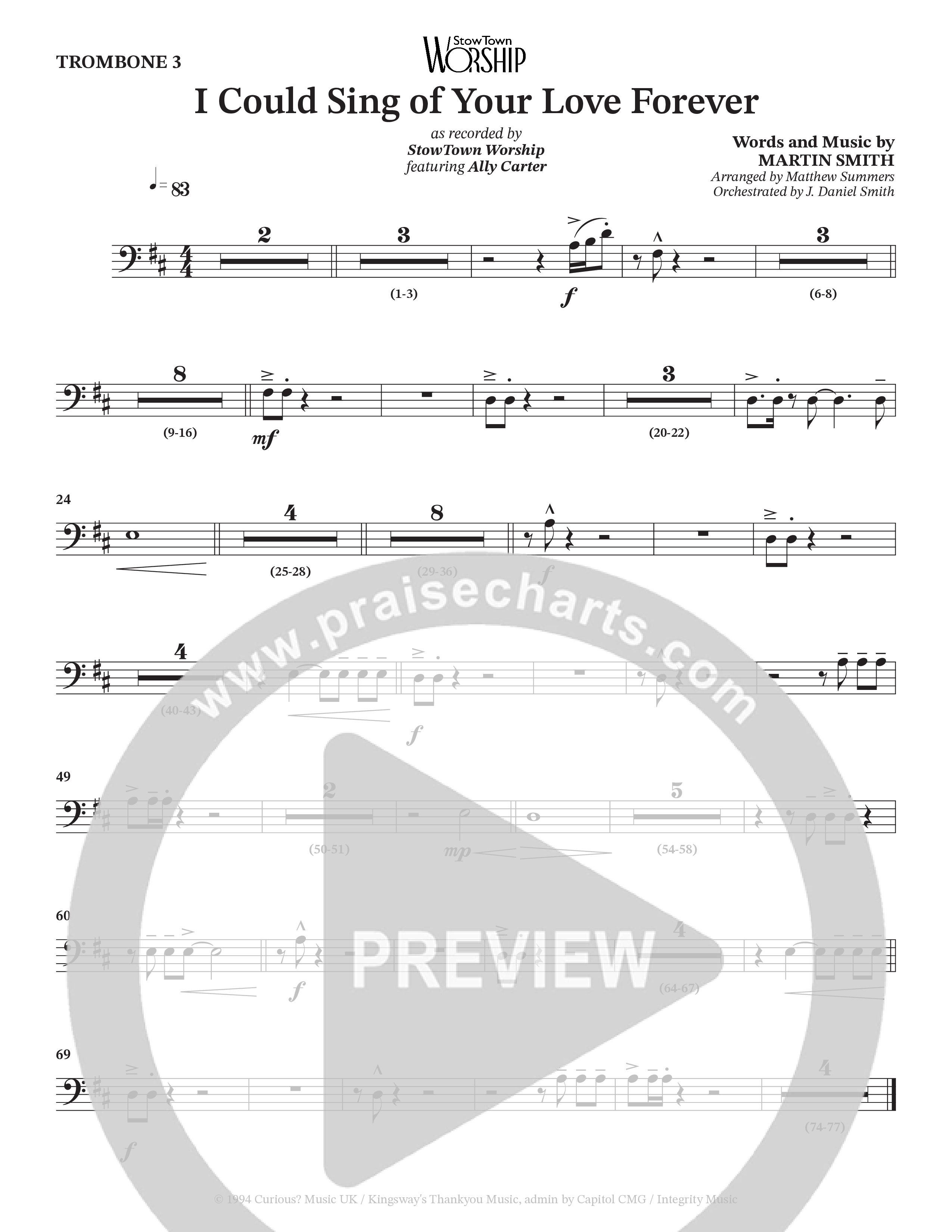 I Could Sing Of Your Love Forever (Choral Anthem SATB) Trombone 3 (StowTown Worship / Ally Carter)