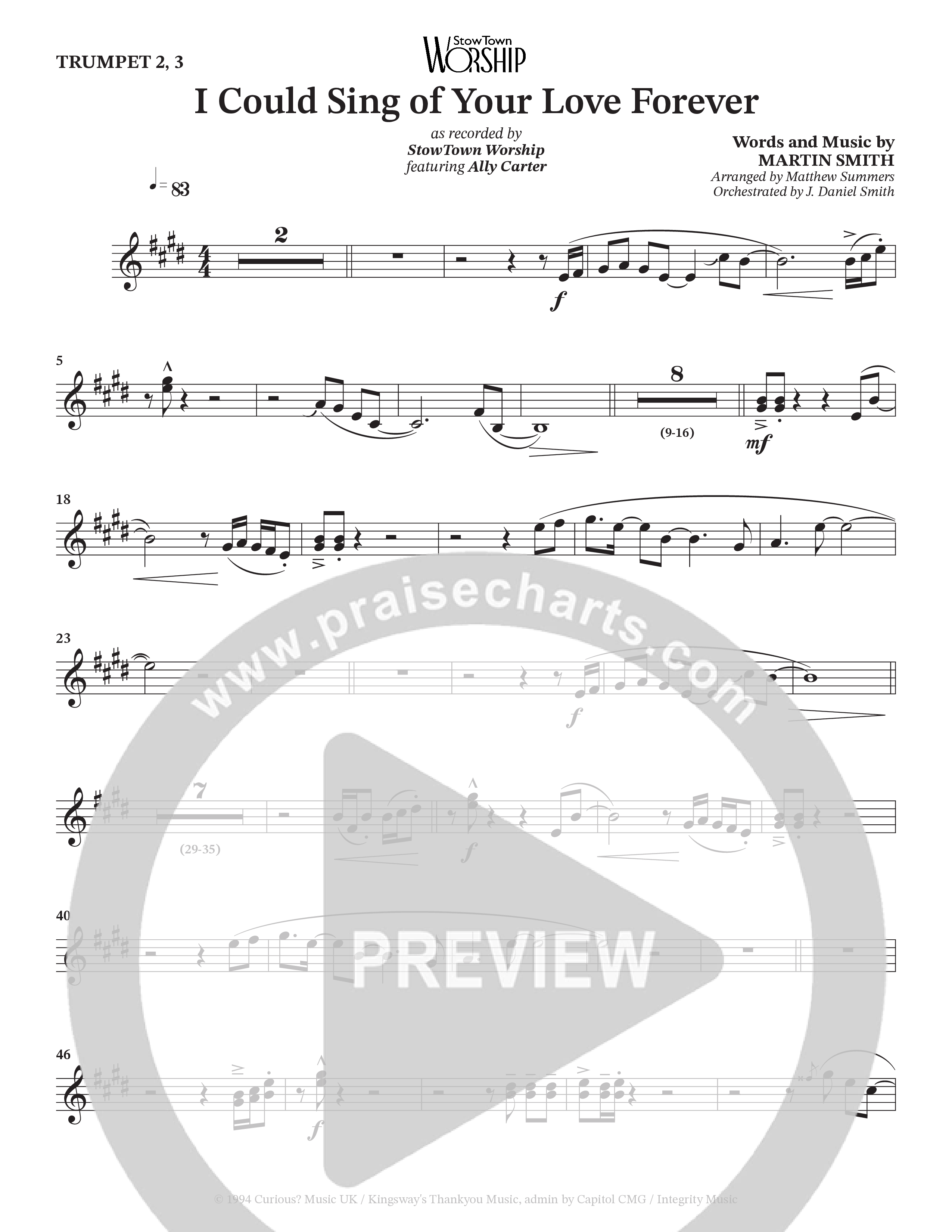 I Could Sing Of Your Love Forever (Choral Anthem SATB) Trumpet 2/3 (StowTown Worship / Ally Carter)