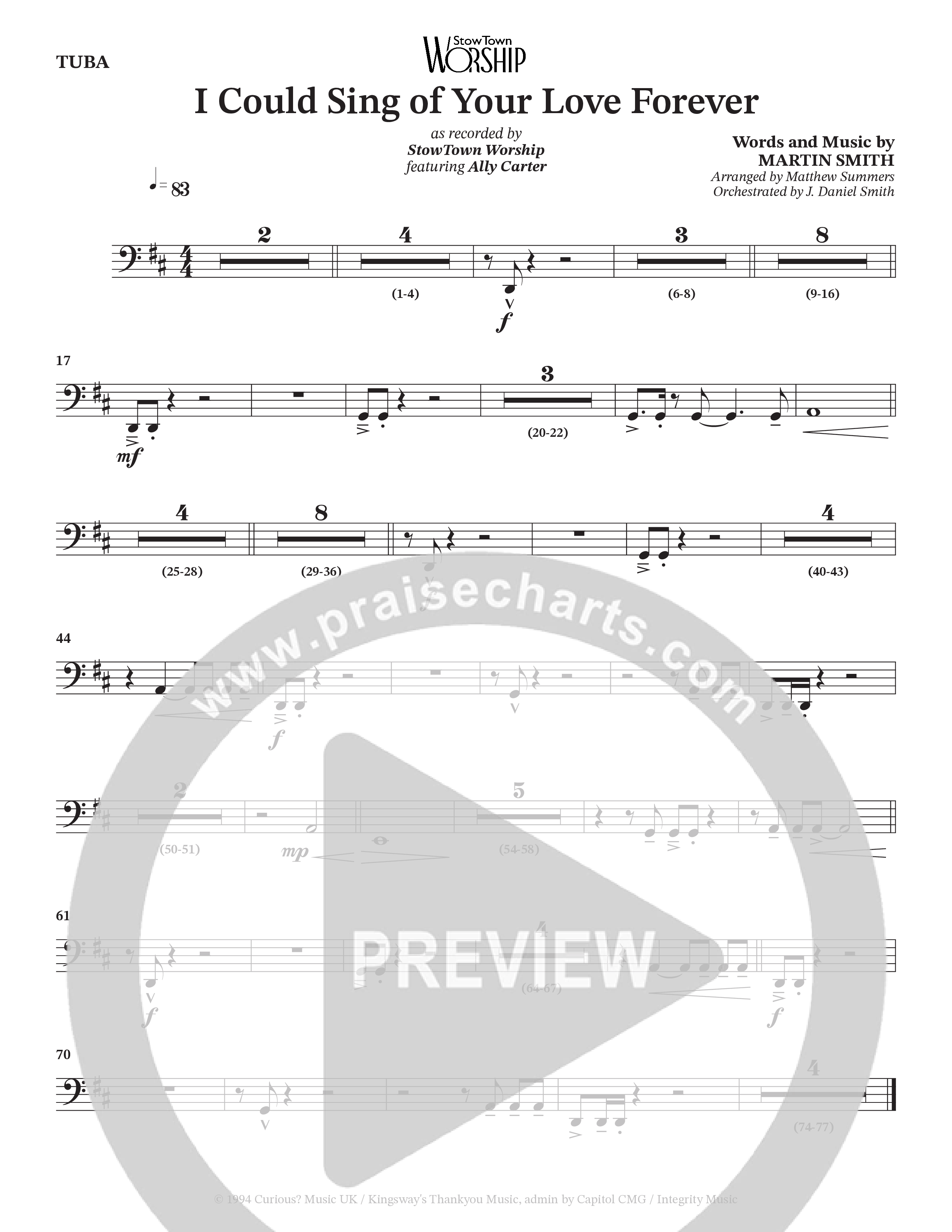 I Could Sing Of Your Love Forever (Choral Anthem SATB) Tuba (StowTown Worship / Ally Carter)