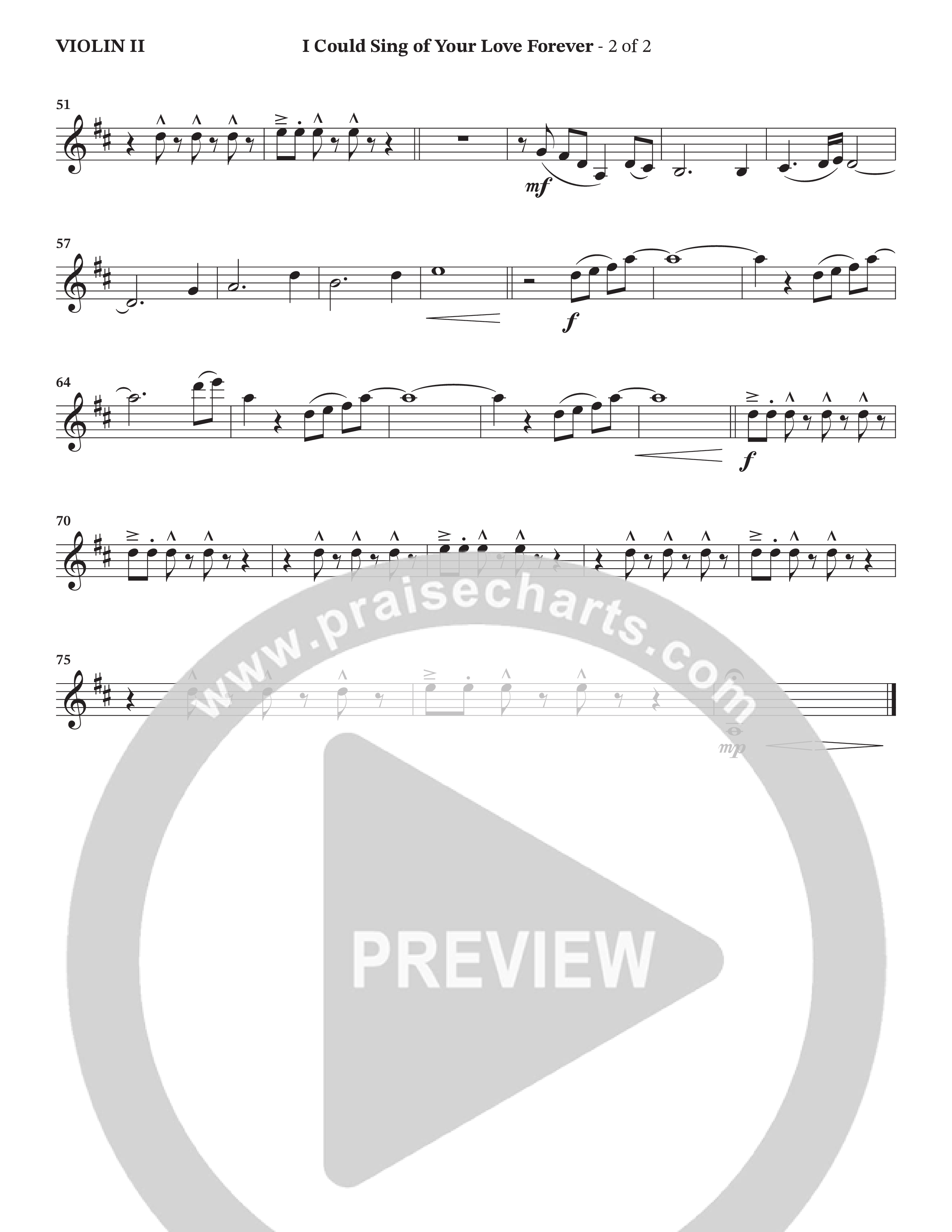 I Could Sing Of Your Love Forever (Choral Anthem SATB) Violin 2 (StowTown Worship / Ally Carter)