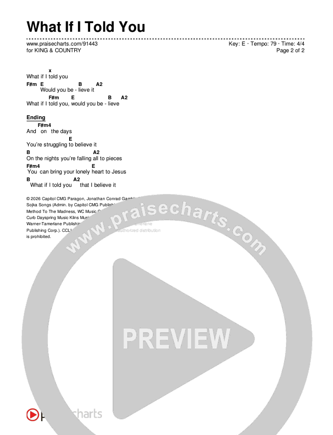 What If I Told You Chords & Lyrics (for KING & COUNTRY)