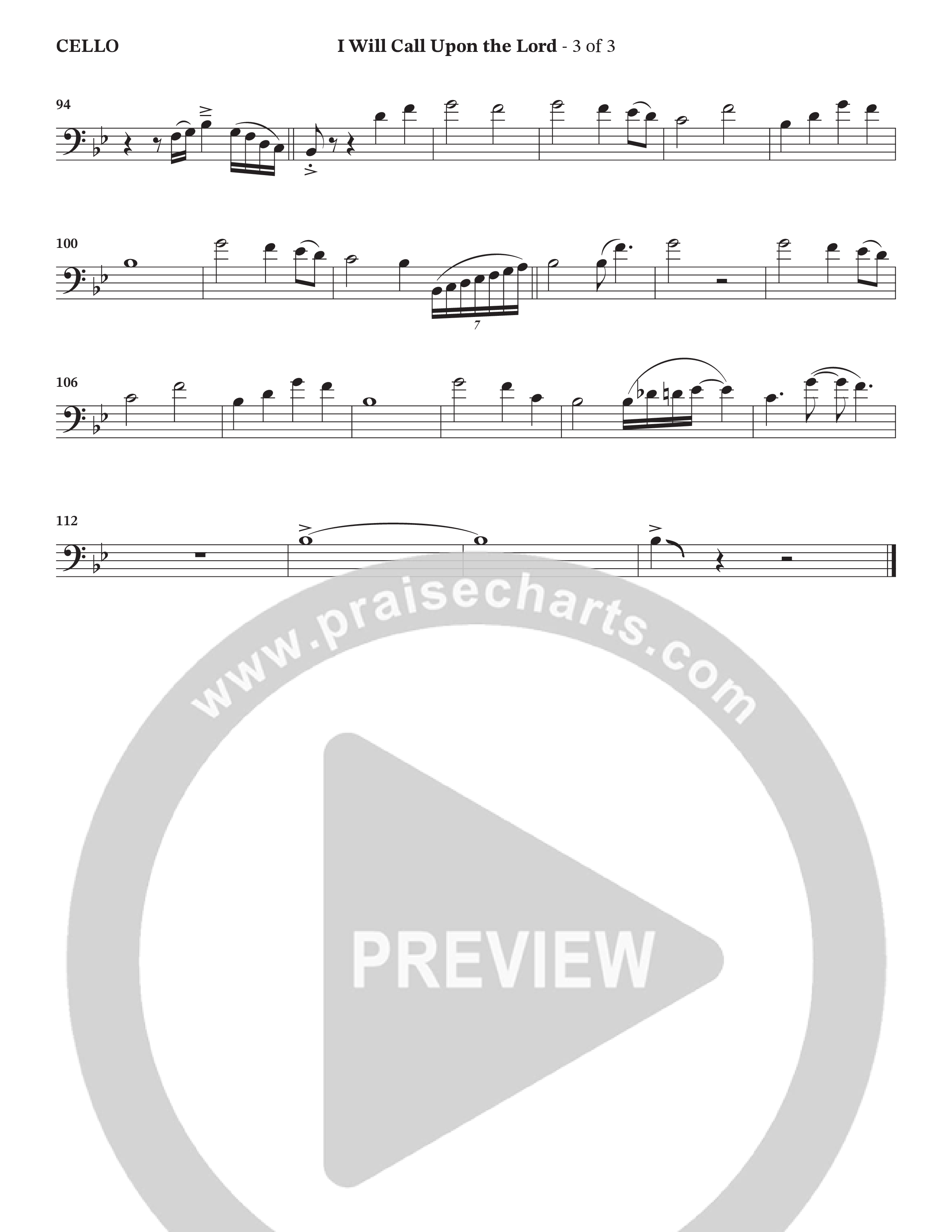 I Will Call Upon The Lord (Choral Anthem SATB) Cello (StowTown Worship / TaRanda Greene)