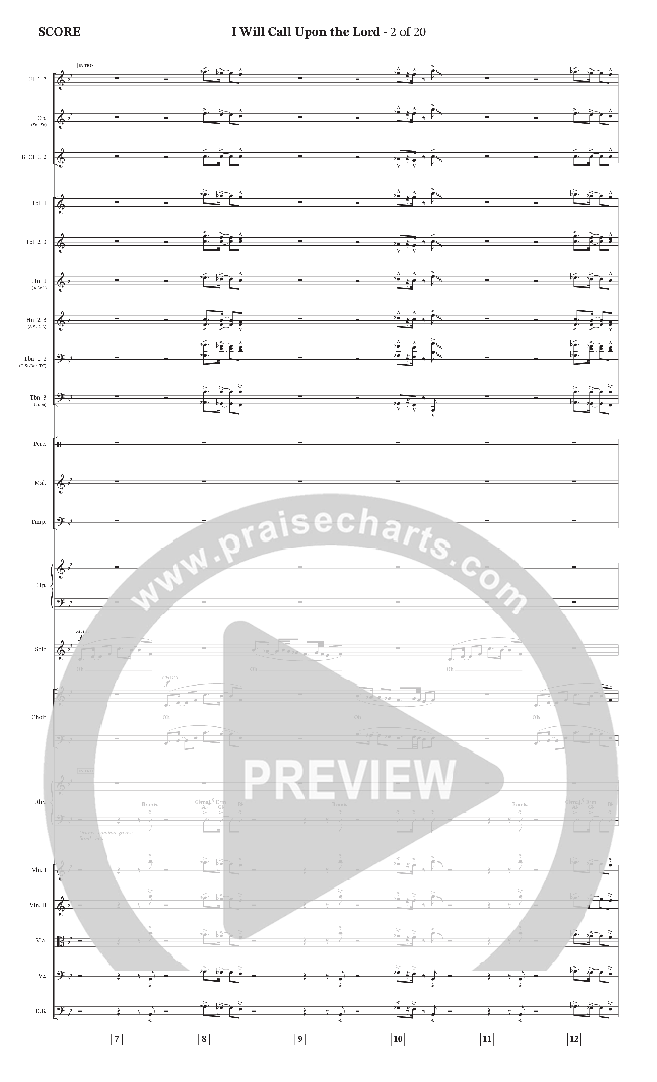 I Will Call Upon The Lord (Choral Anthem SATB) Orchestration (StowTown Worship / TaRanda Greene)