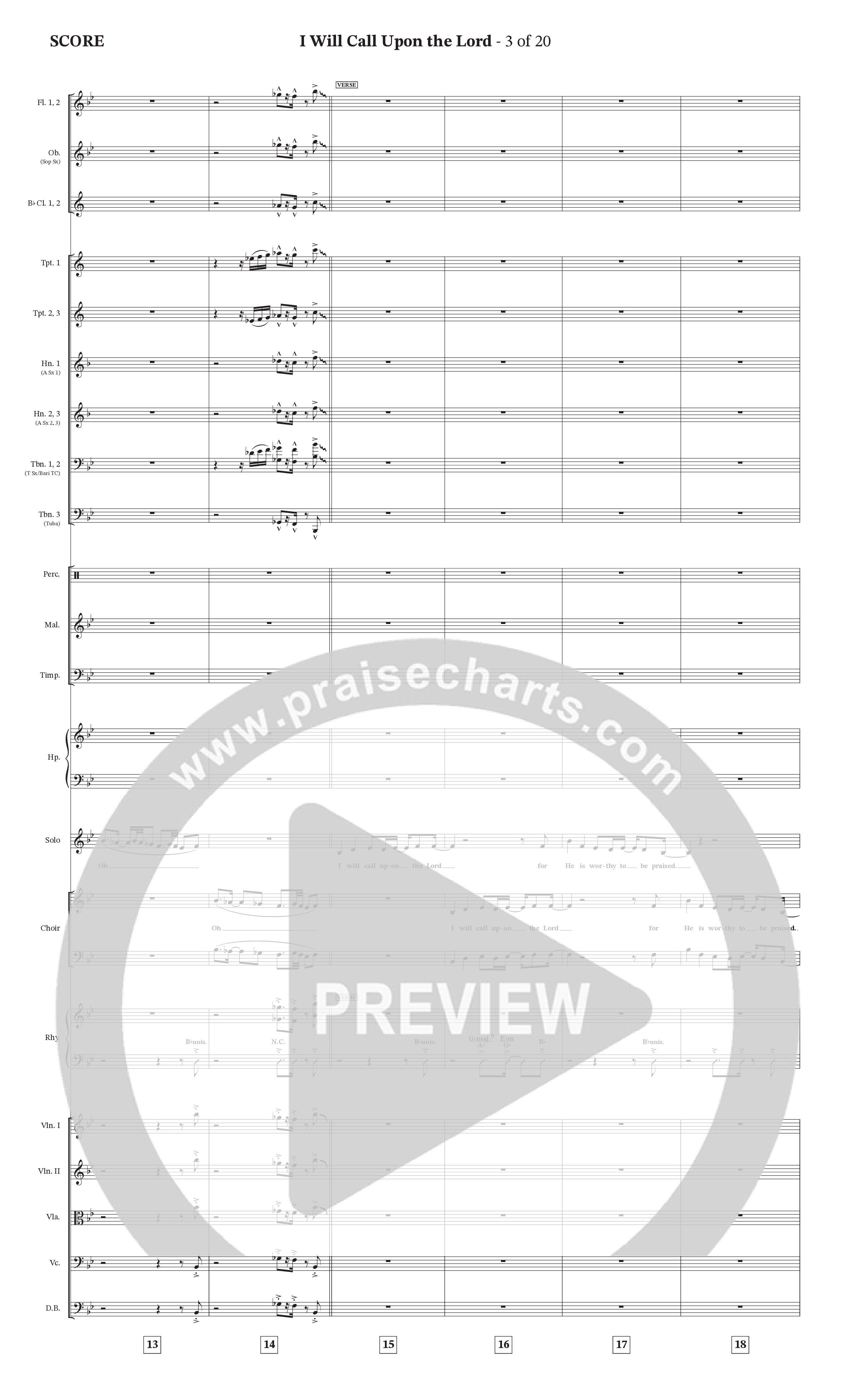 I Will Call Upon The Lord (Choral Anthem SATB) Orchestration (StowTown Worship / TaRanda Greene)