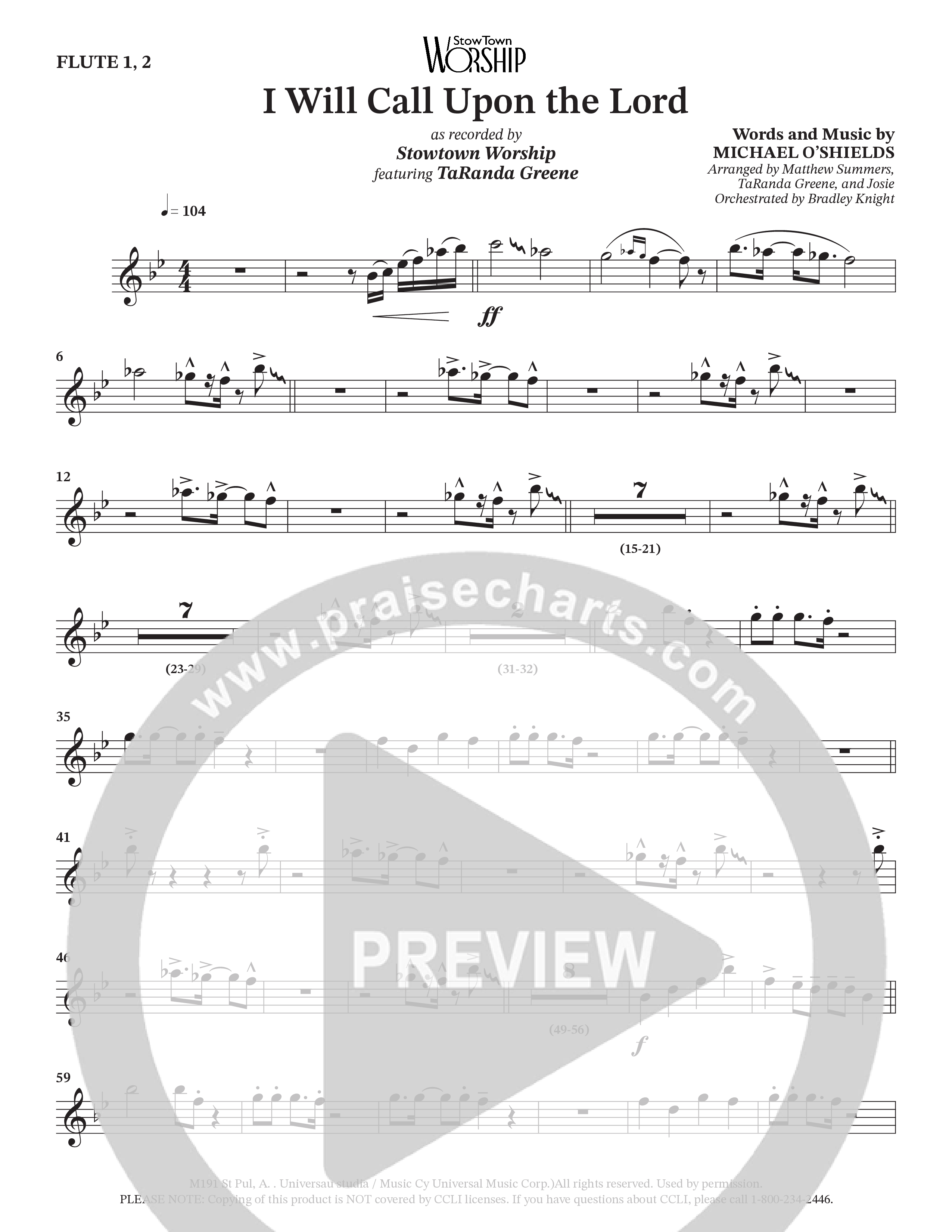 I Will Call Upon The Lord (Choral Anthem SATB) Flute 1/2 (StowTown Worship / TaRanda Greene)