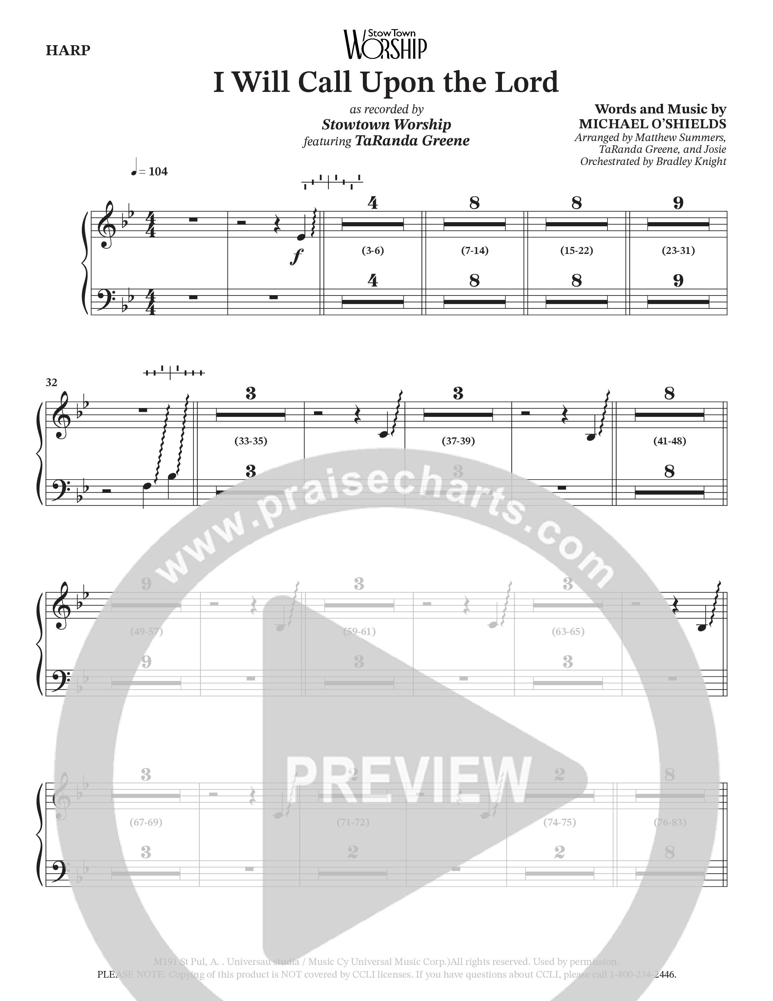 I Will Call Upon The Lord (Choral Anthem SATB) Harp (StowTown Worship / TaRanda Greene)