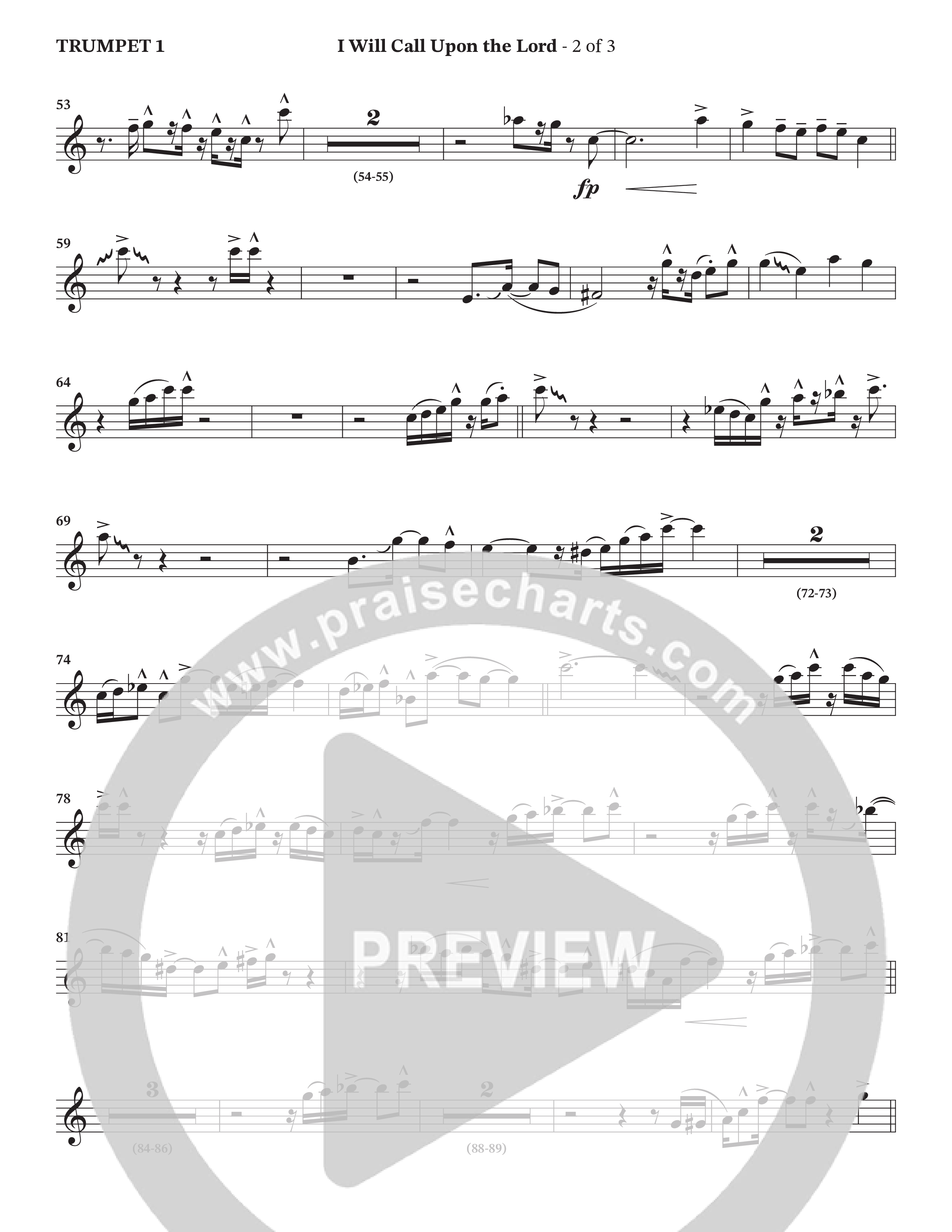 I Will Call Upon The Lord (Choral Anthem SATB) Trumpet 1 (StowTown Worship / TaRanda Greene)