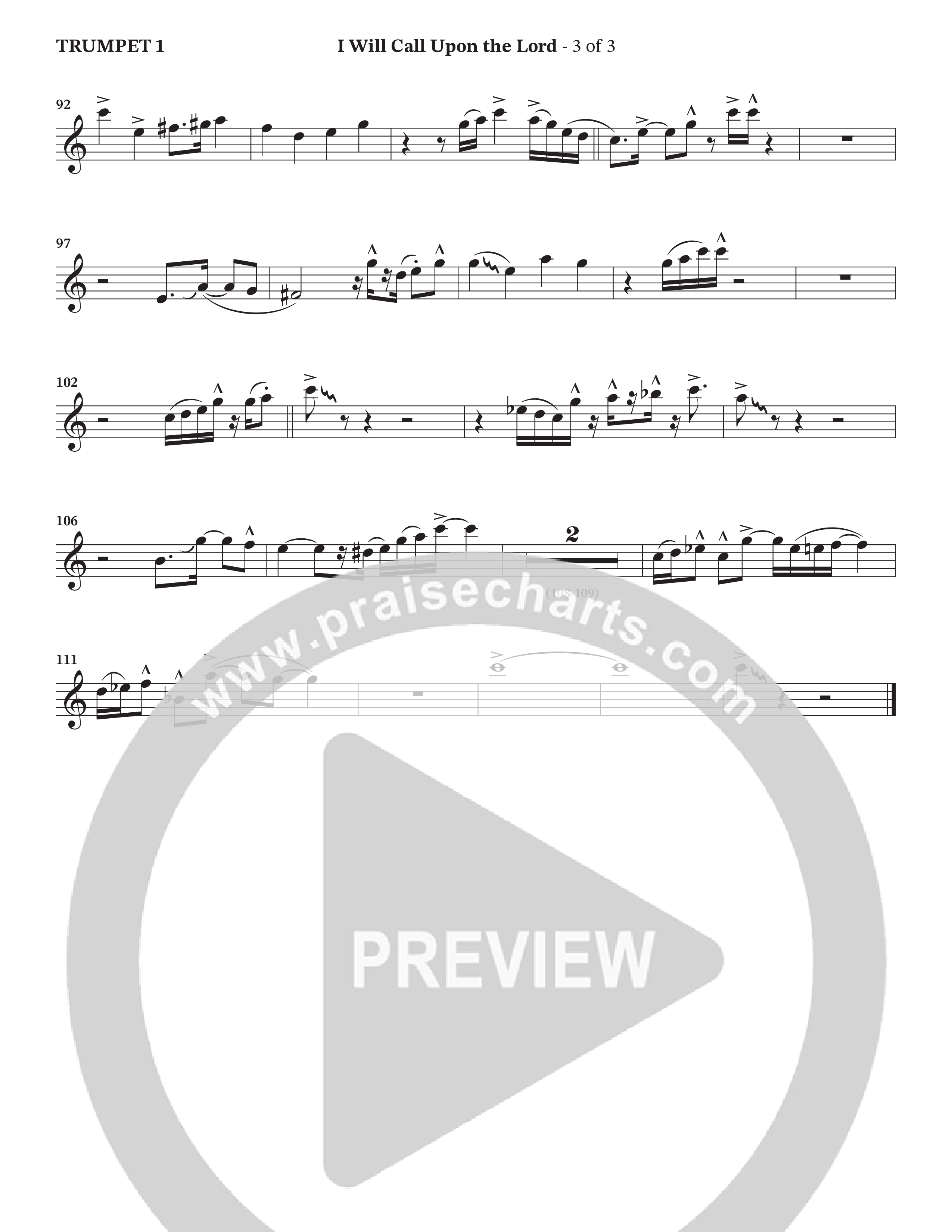 I Will Call Upon The Lord (Choral Anthem SATB) Trumpet 1 (StowTown Worship / TaRanda Greene)