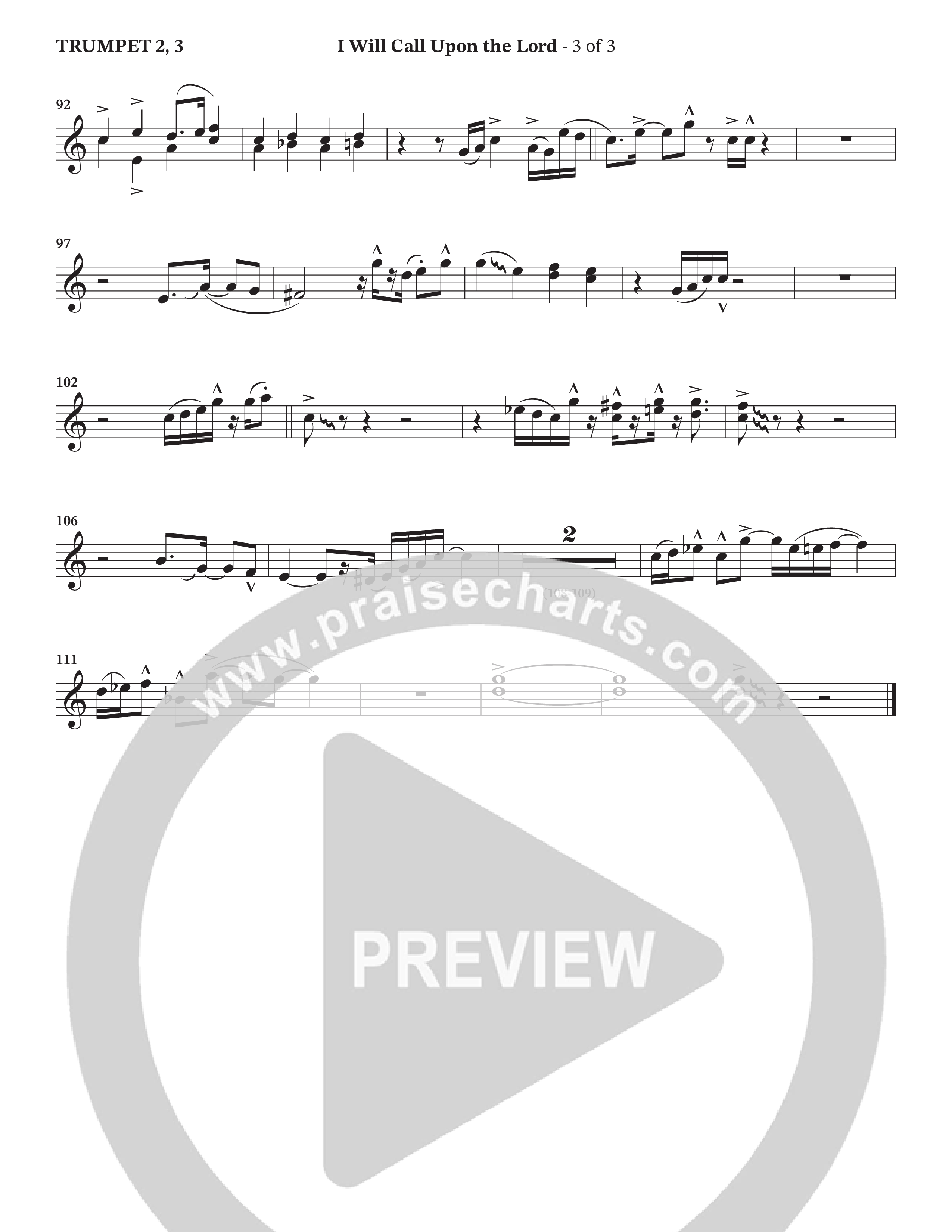 I Will Call Upon The Lord (Choral Anthem SATB) Trumpet 2/3 (StowTown Worship / TaRanda Greene)