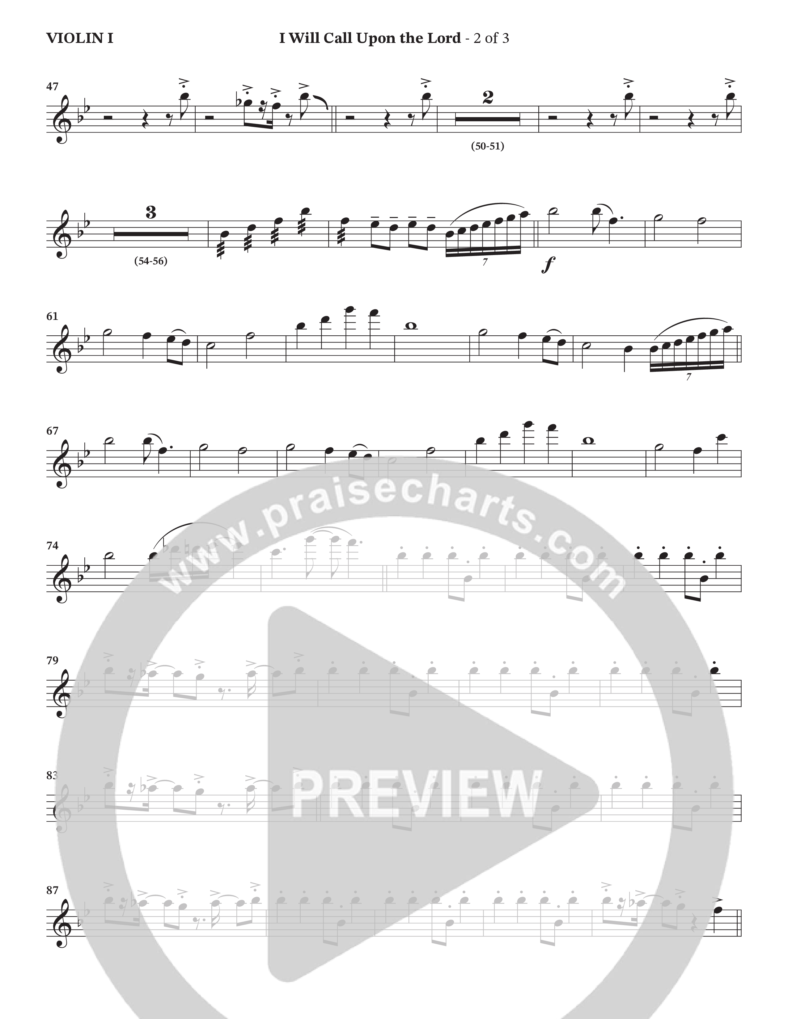 I Will Call Upon The Lord (Choral Anthem SATB) Violin 1 (StowTown Worship / TaRanda Greene)