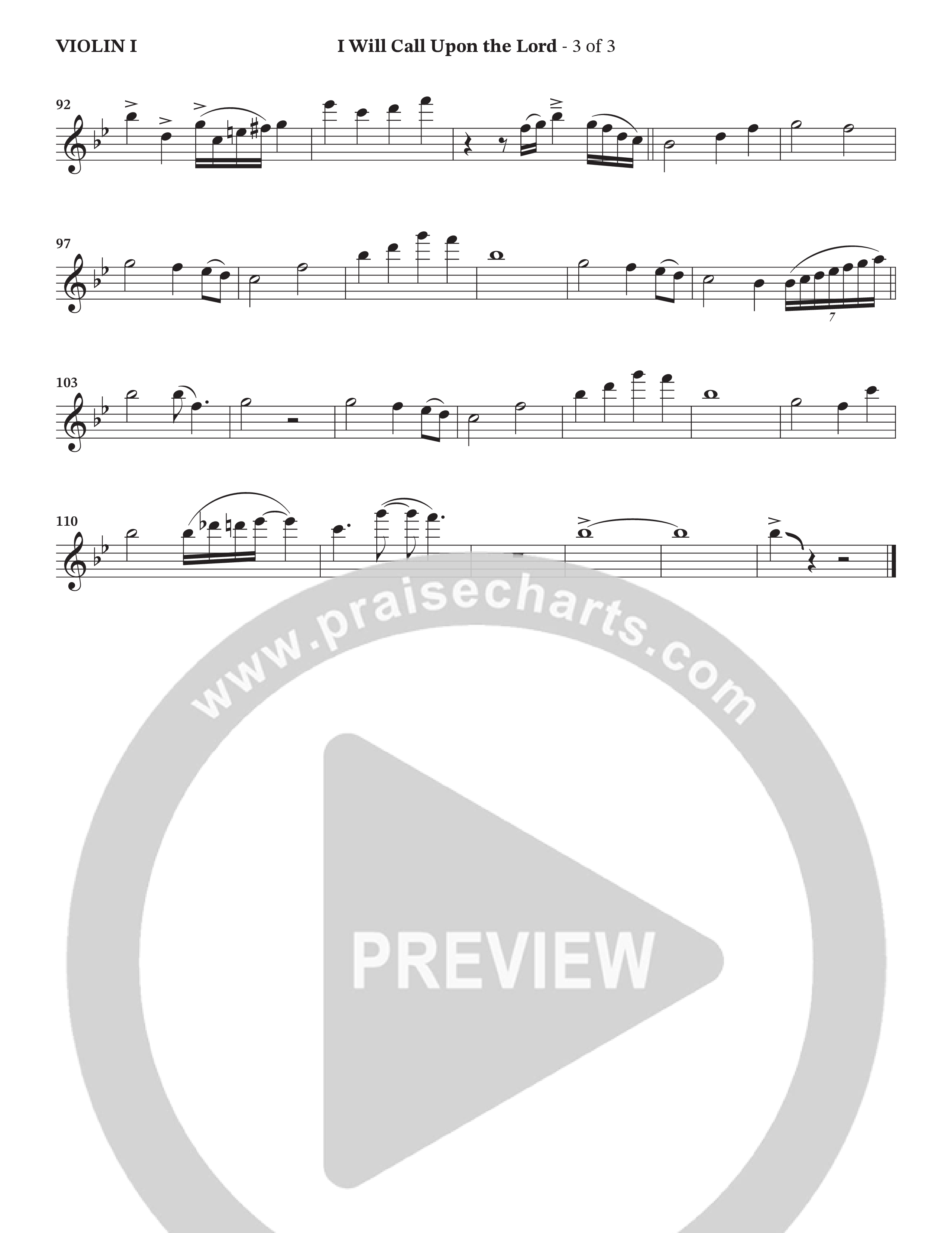I Will Call Upon The Lord (Choral Anthem SATB) Violin 1 (StowTown Worship / TaRanda Greene)