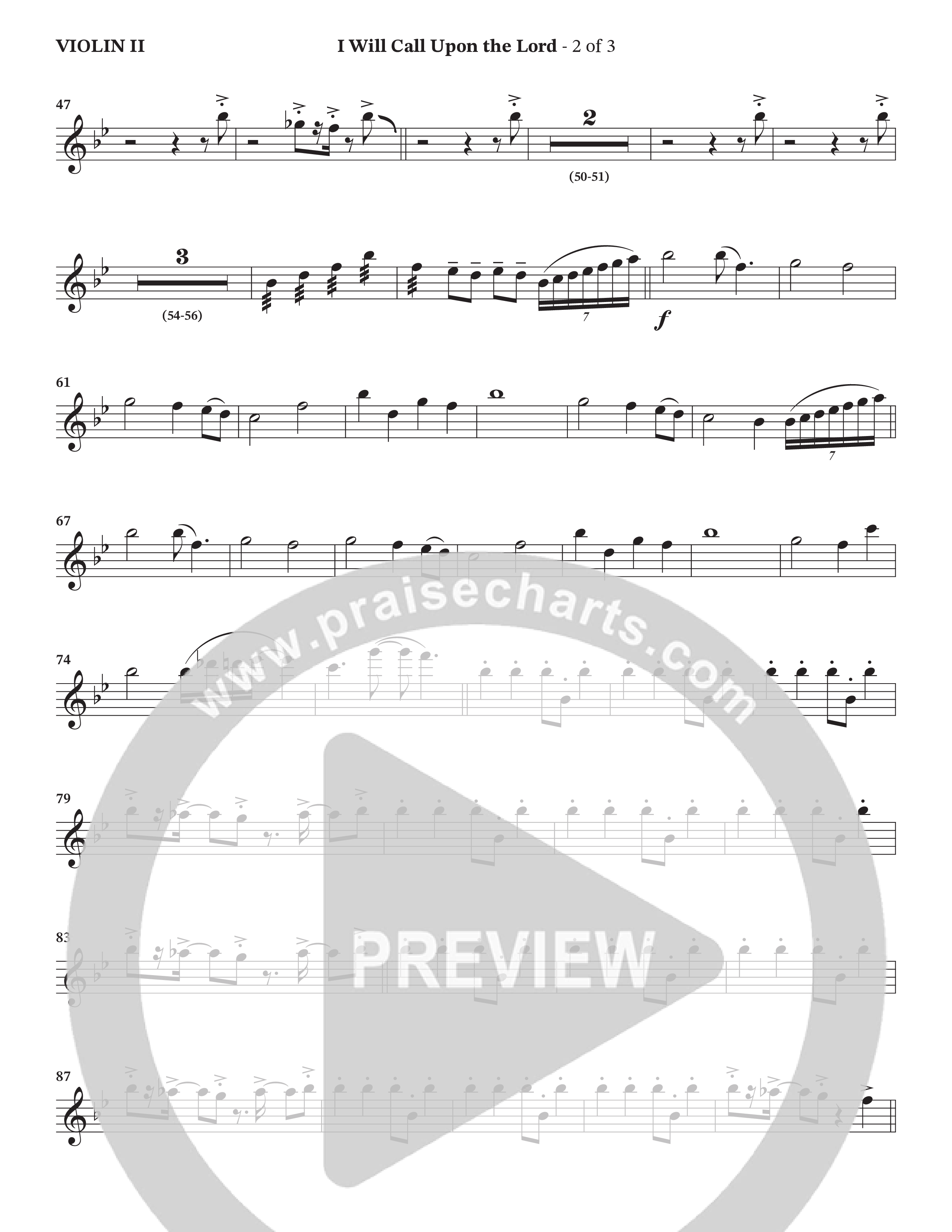 I Will Call Upon The Lord (Choral Anthem SATB) Violin 2 (StowTown Worship / TaRanda Greene)