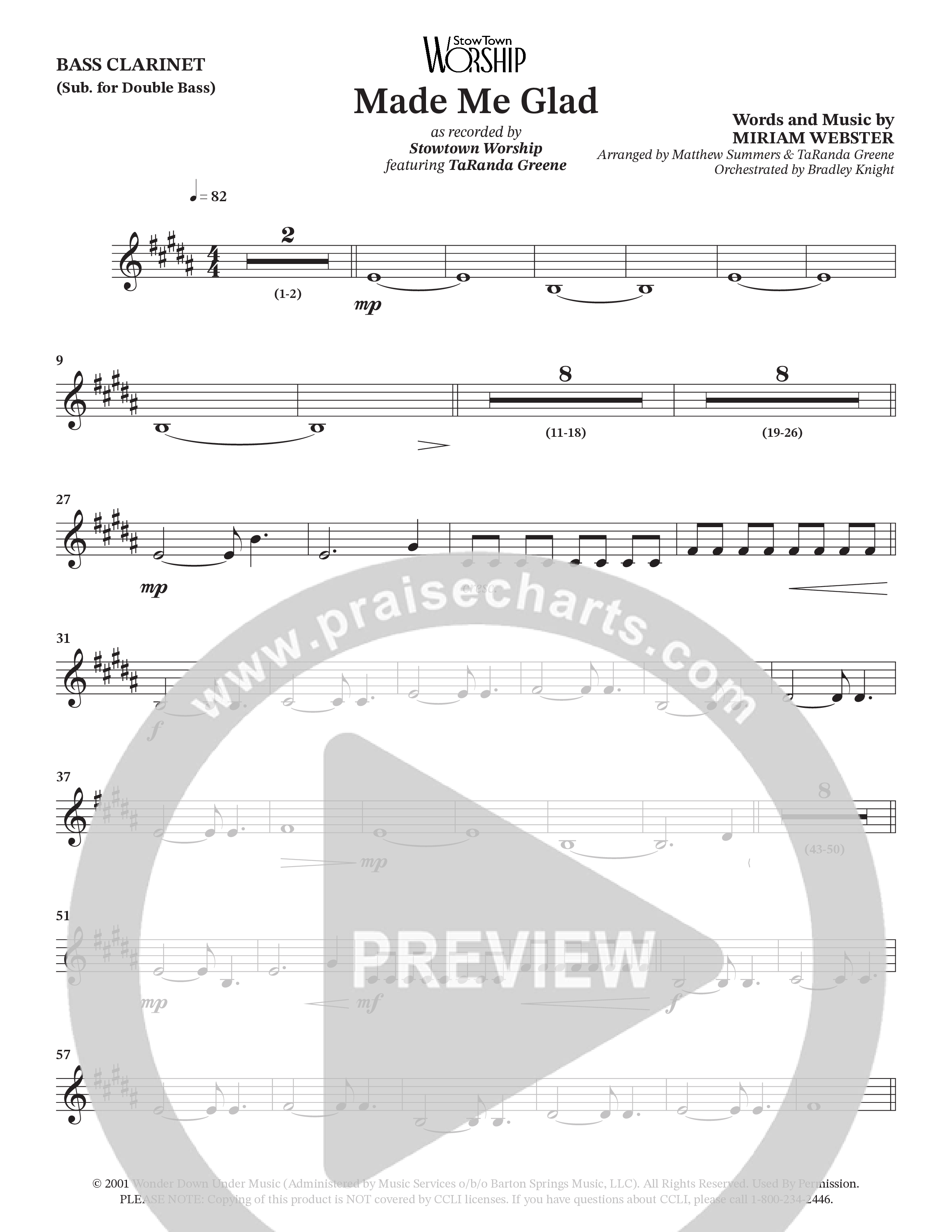 Made Me Glad (Choral Anthem SATB) Bass Clarinet (StowTown Worship / TaRanda Greene)