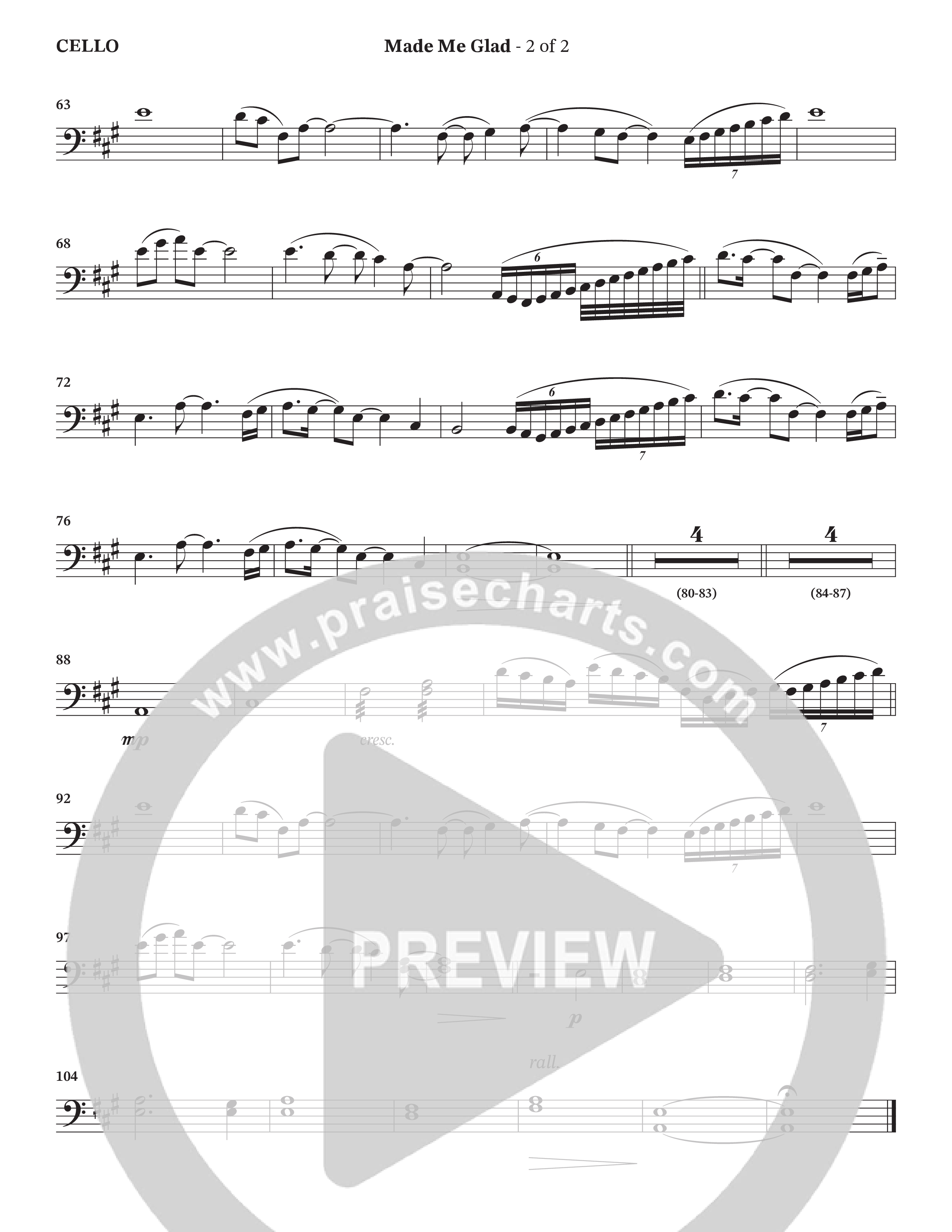 Made Me Glad (Choral Anthem SATB) Cello (StowTown Worship / TaRanda Greene)