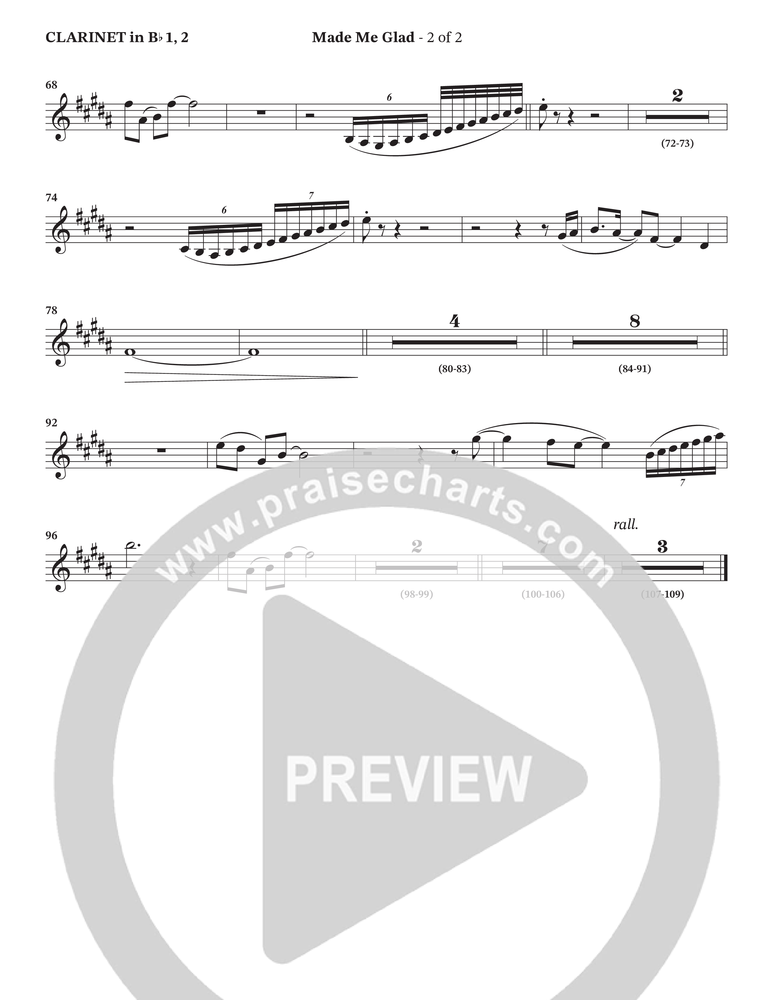 Made Me Glad (Choral Anthem SATB) Clarinet 1/2 (StowTown Worship / TaRanda Greene)