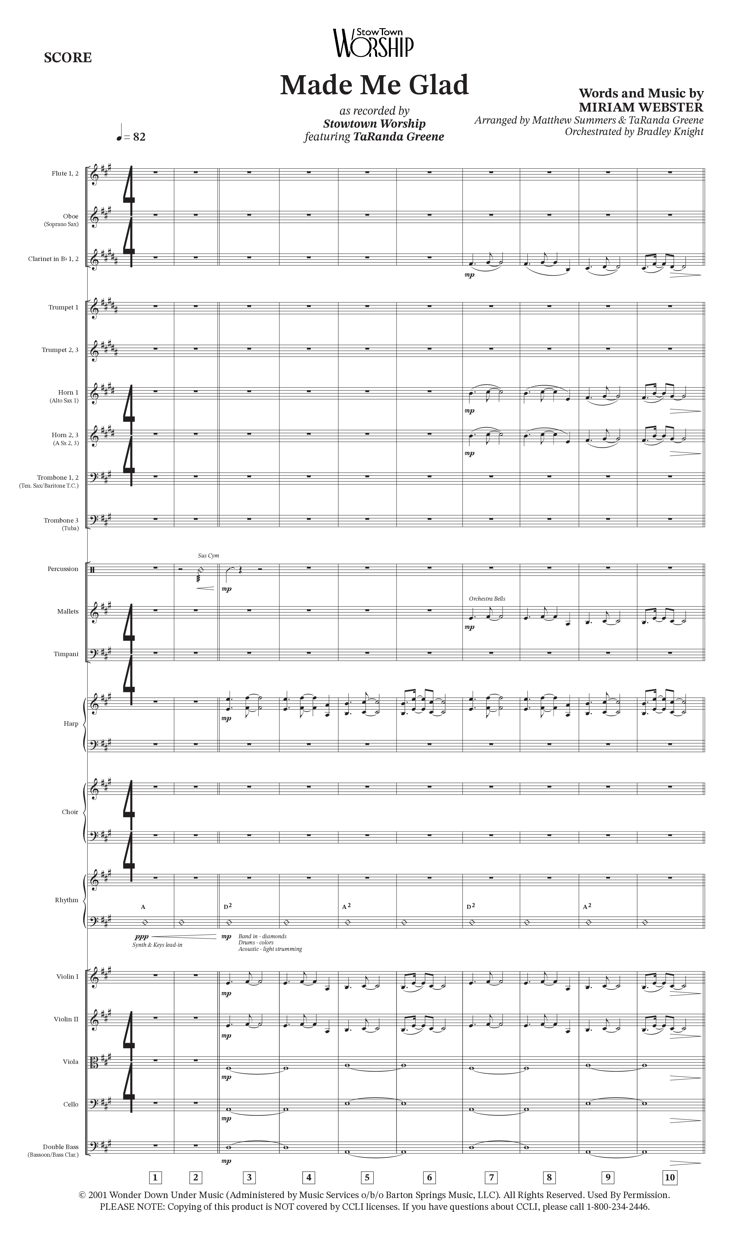Made Me Glad (Choral Anthem SATB) Orchestration (StowTown Worship / TaRanda Greene)