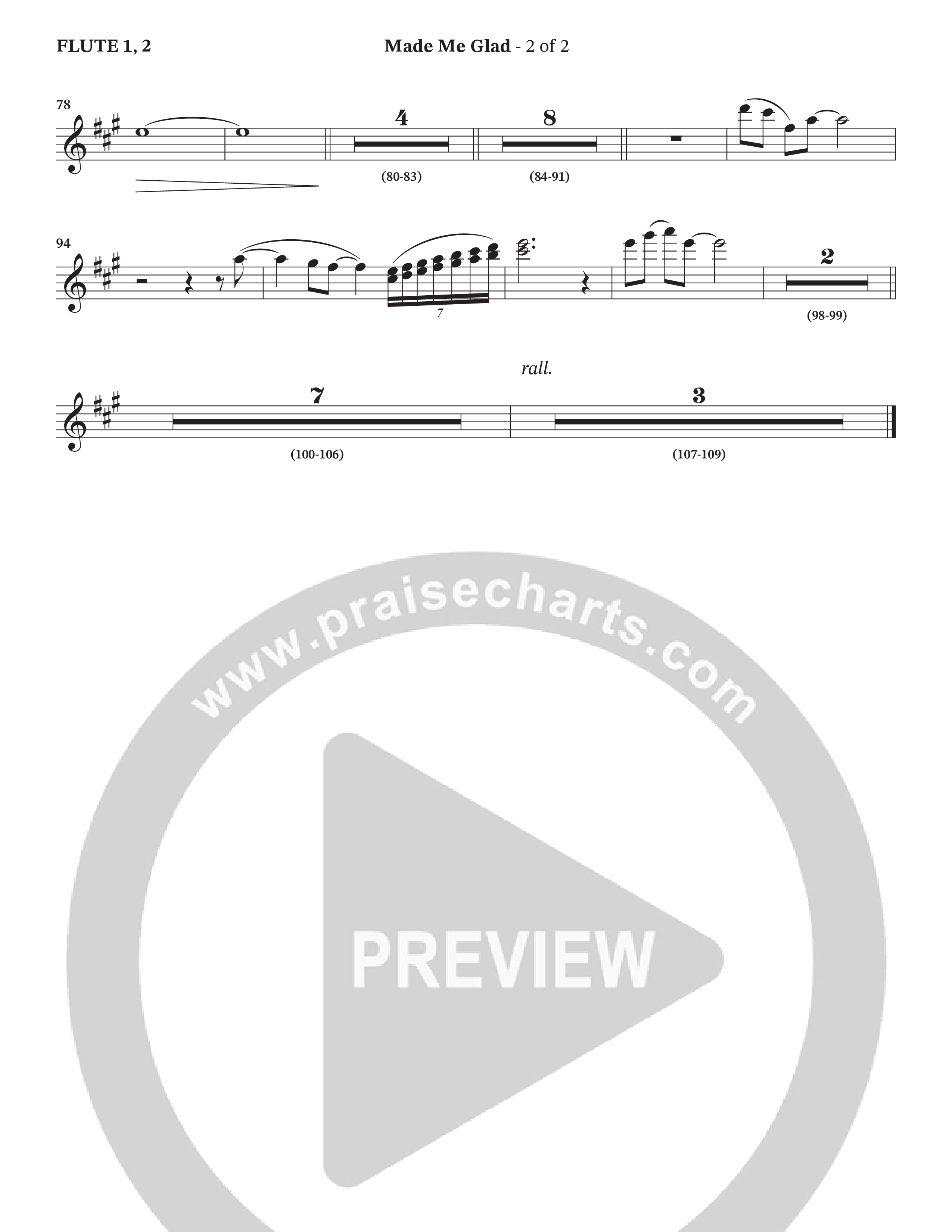 Made Me Glad (Choral Anthem SATB) Flute 1/2 (StowTown Worship / TaRanda Greene)