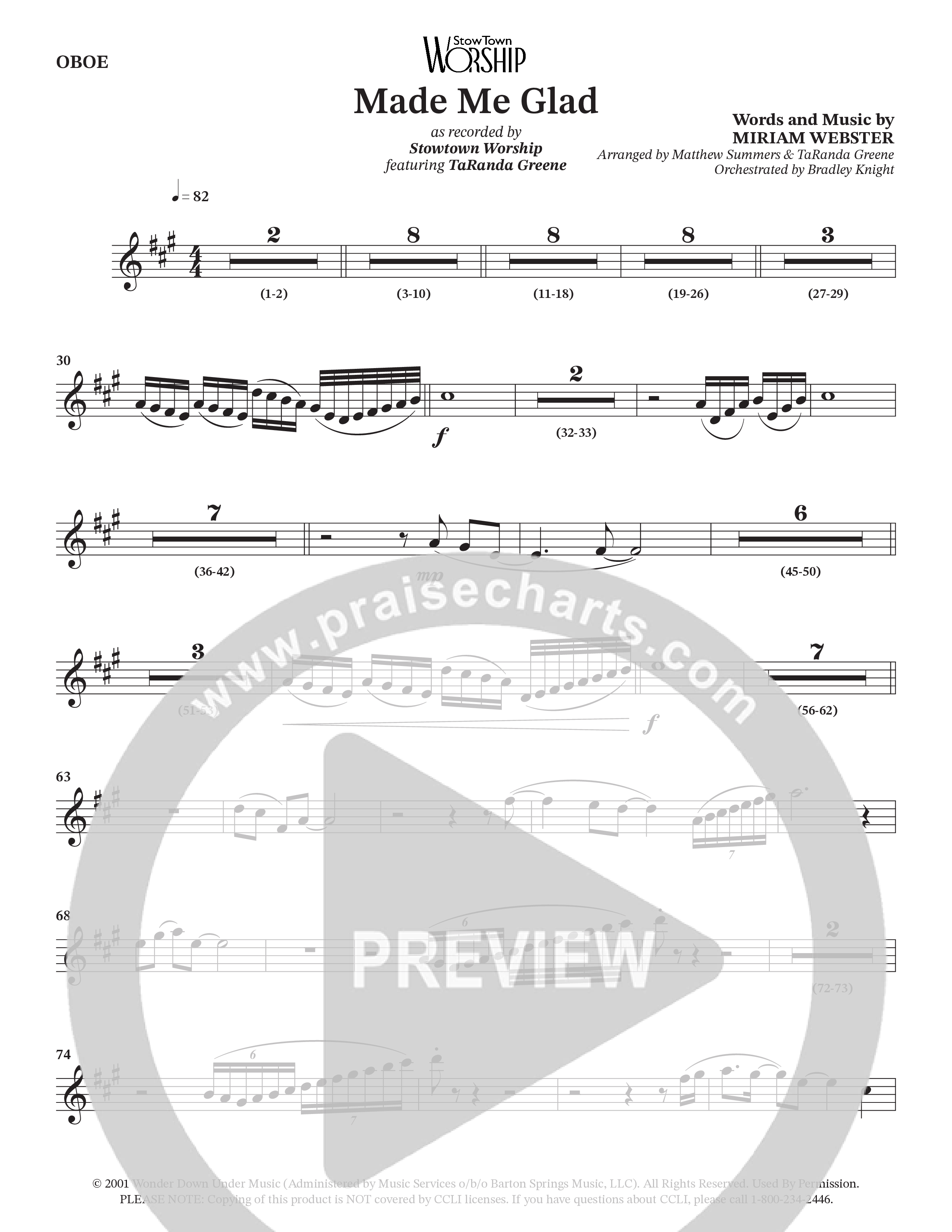 Made Me Glad (Choral Anthem SATB) Oboe (StowTown Worship / TaRanda Greene)