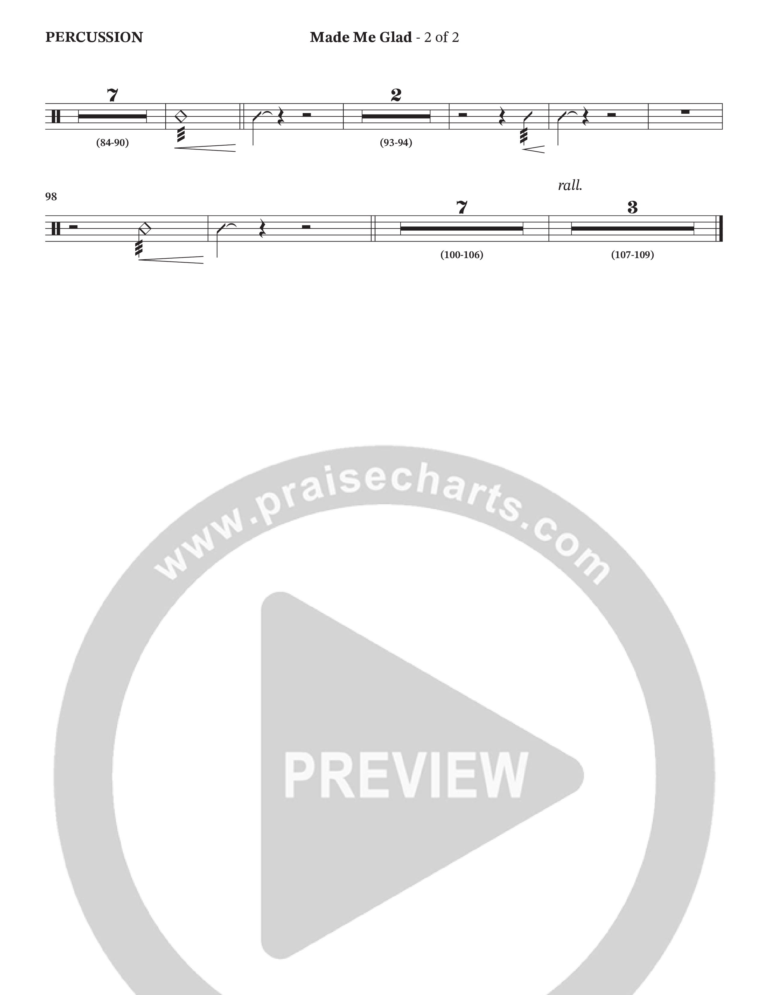 Made Me Glad (Choral Anthem SATB) Percussion (StowTown Worship / TaRanda Greene)