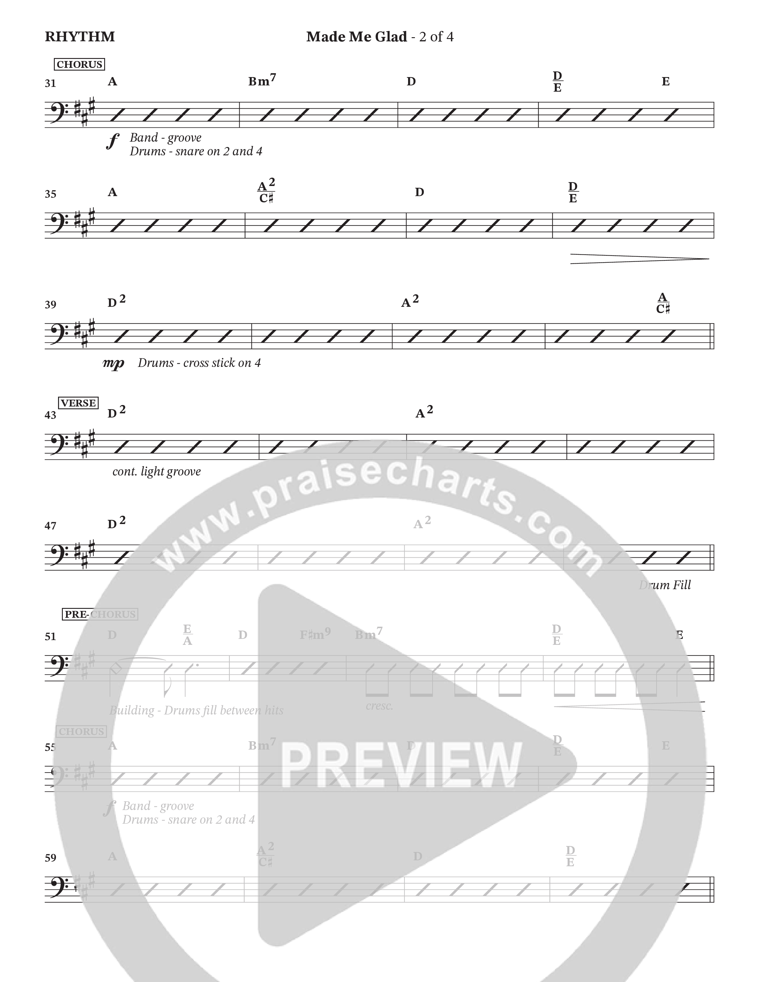 Made Me Glad (Choral Anthem SATB) Rhythm Chart (StowTown Worship / TaRanda Greene)