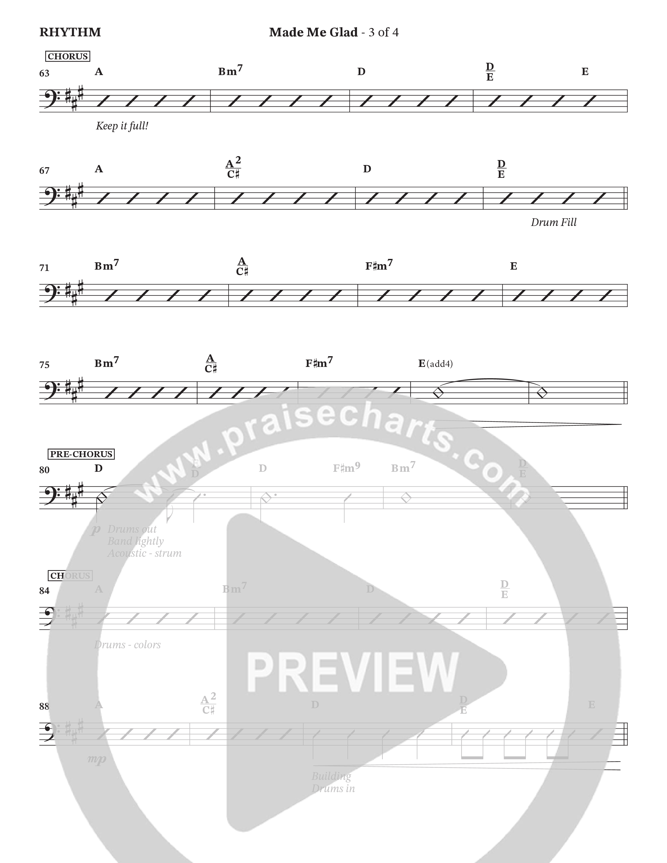 Made Me Glad (Choral Anthem SATB) Rhythm Chart (StowTown Worship / TaRanda Greene)