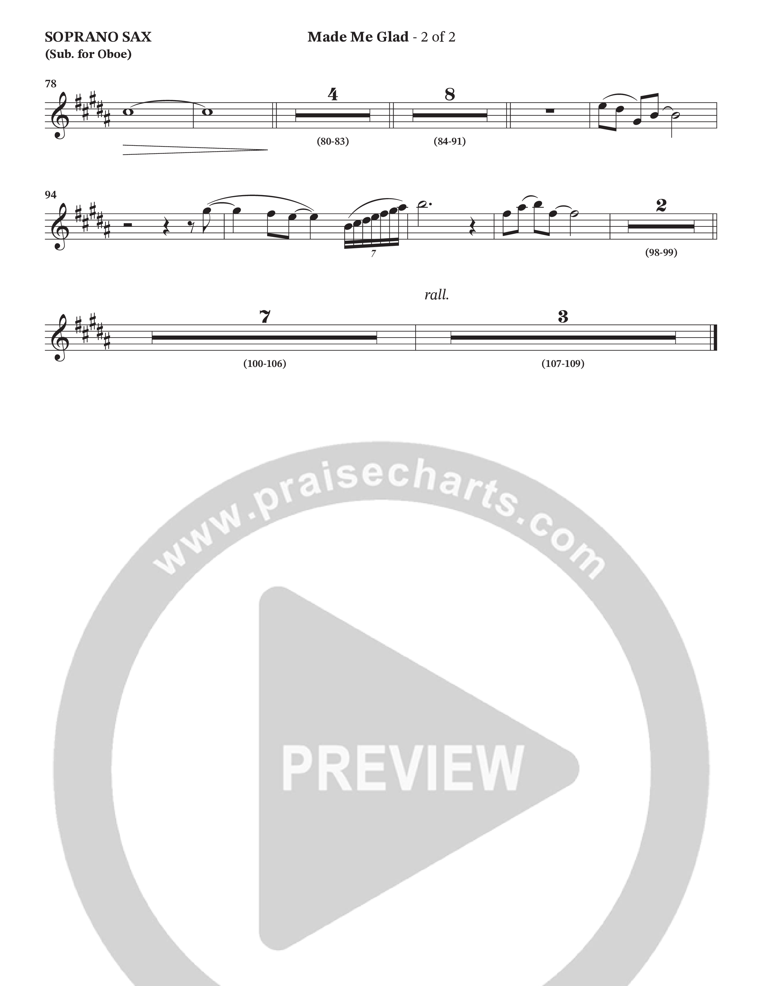 Made Me Glad (Choral Anthem SATB) Soprano Sax (StowTown Worship / TaRanda Greene)
