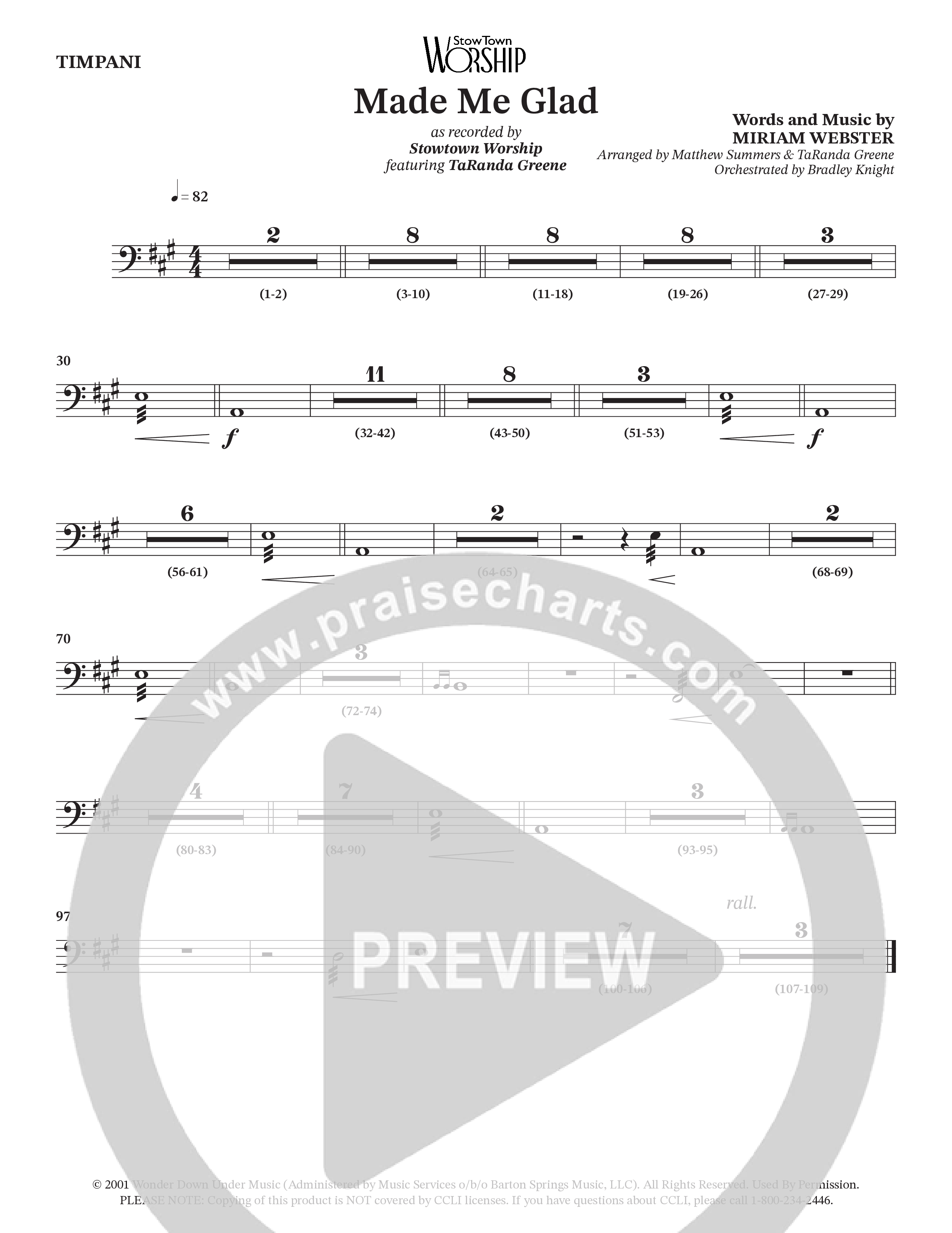 Made Me Glad (Choral Anthem SATB) Timpani (StowTown Worship / TaRanda Greene)