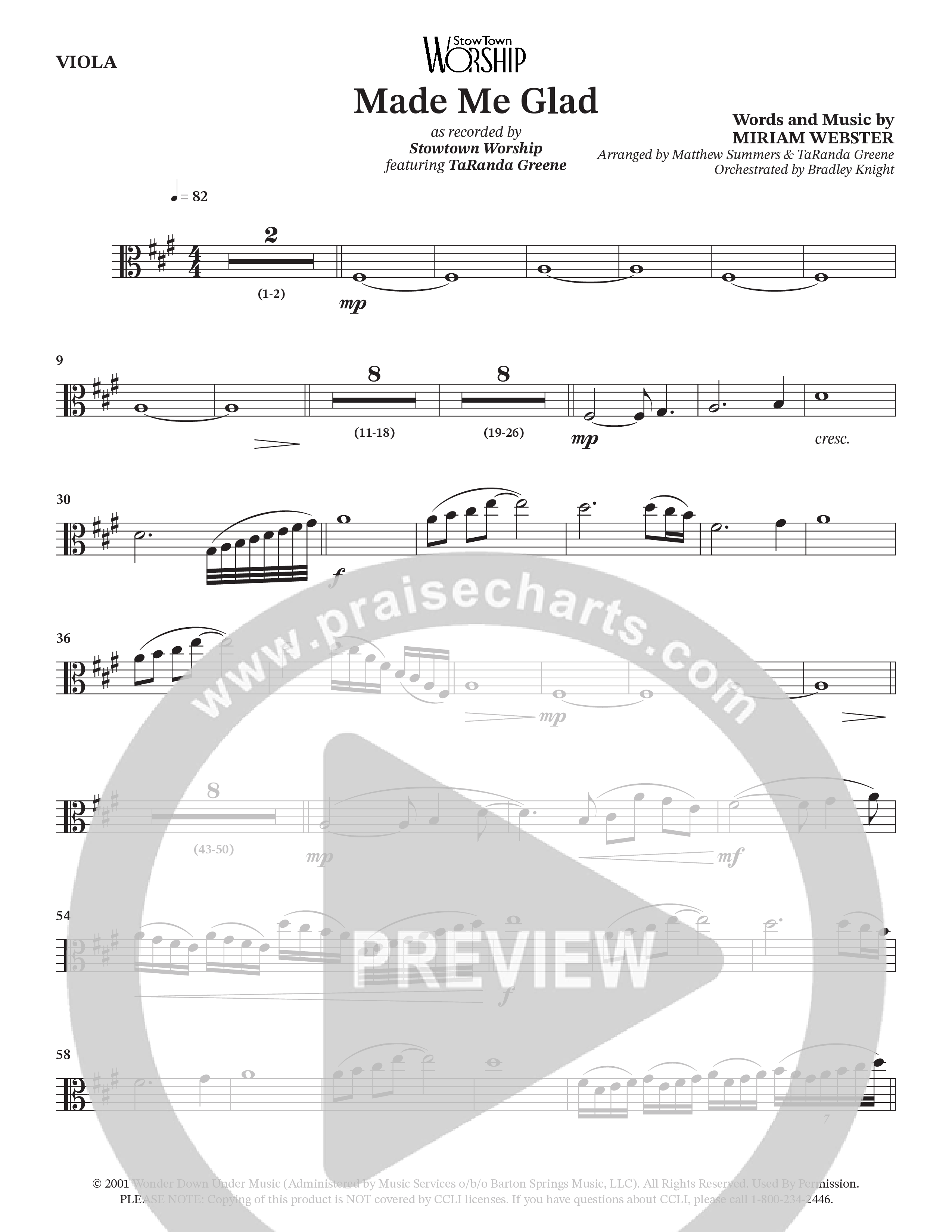 Made Me Glad (Choral Anthem SATB) Viola (StowTown Worship / TaRanda Greene)