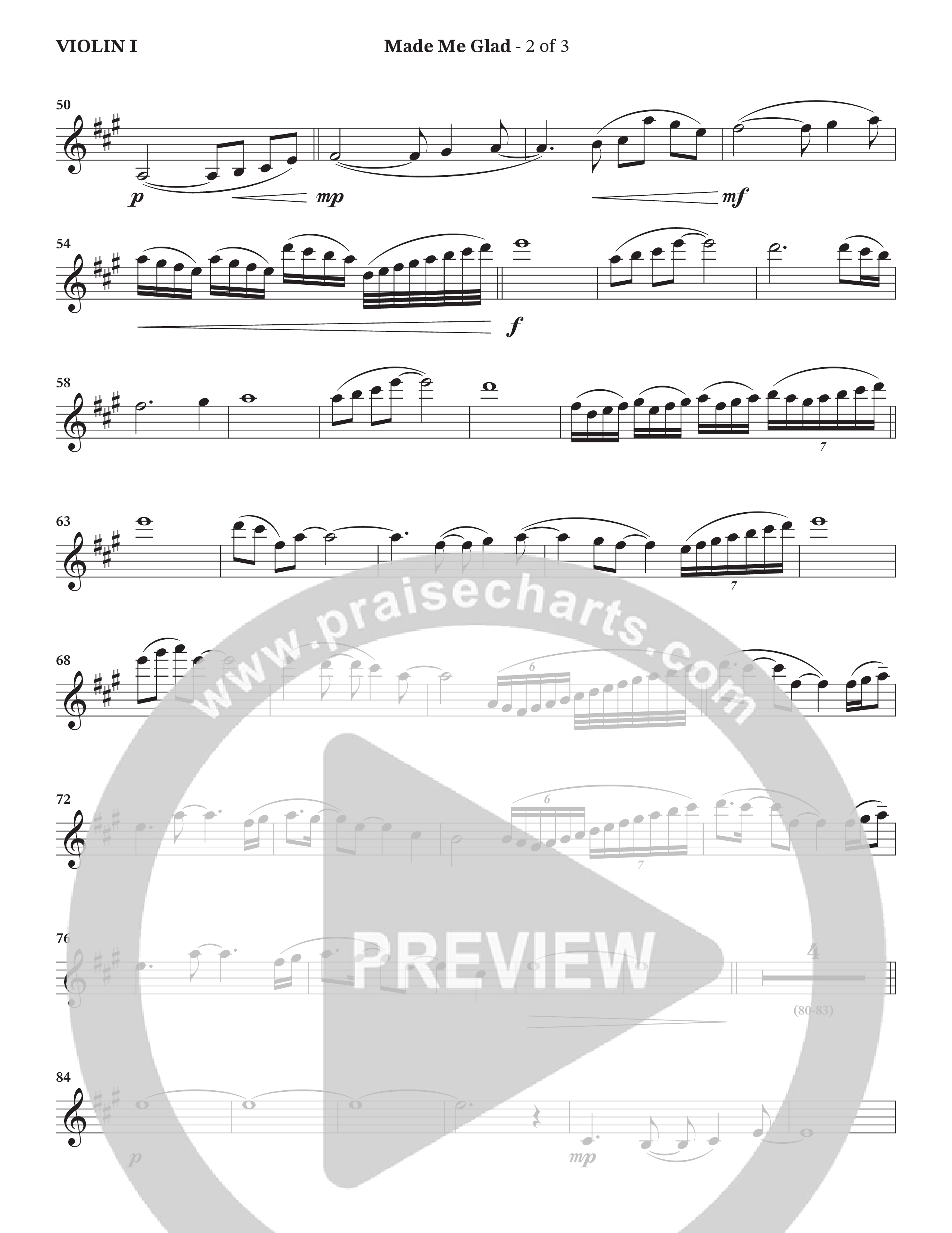 Made Me Glad (Choral Anthem SATB) Violin 1 (StowTown Worship / TaRanda Greene)