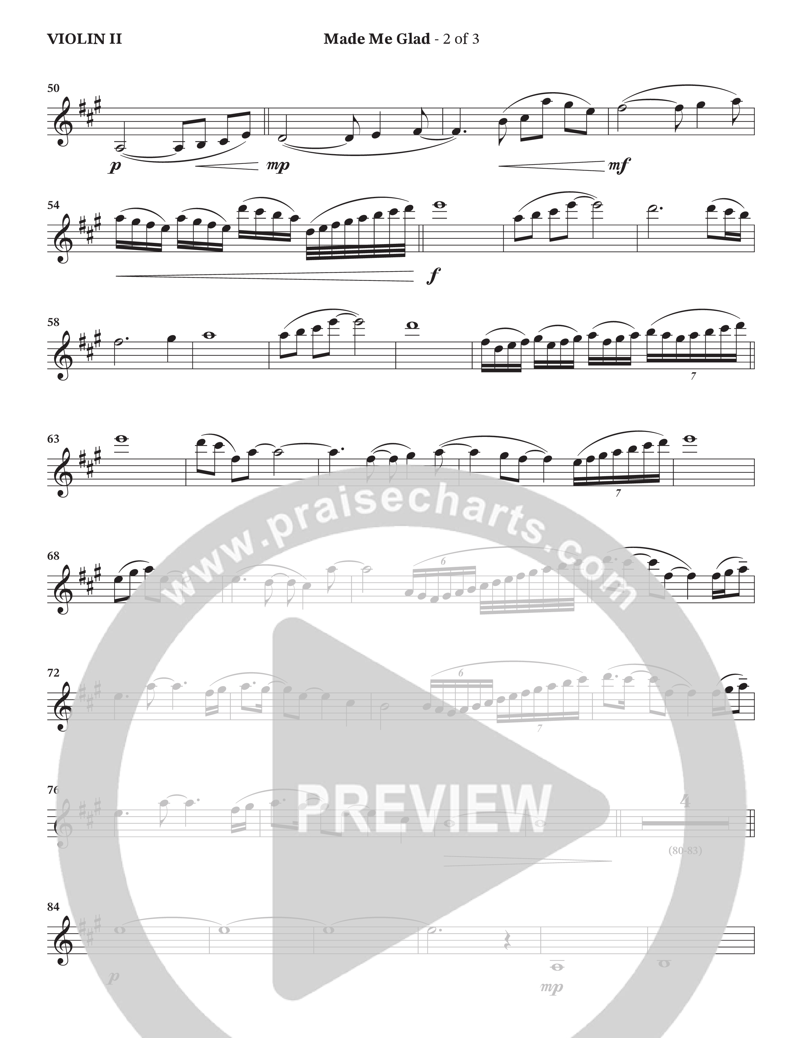 Made Me Glad (Choral Anthem SATB) Violin 2 (StowTown Worship / TaRanda Greene)