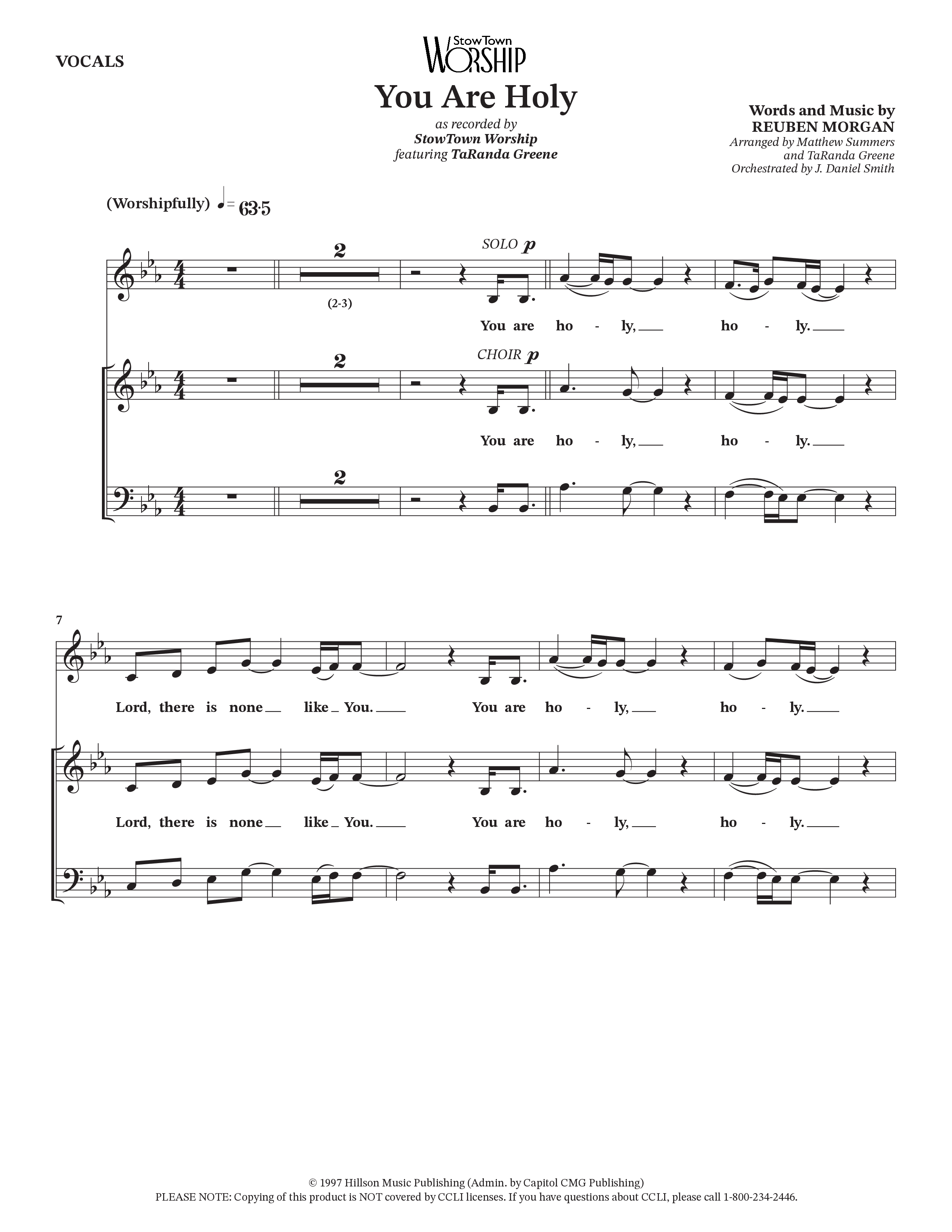 You Are Holy (Choral Anthem SATB) Choir Sheet (SATB) (StowTown Worship / TaRanda Greene)