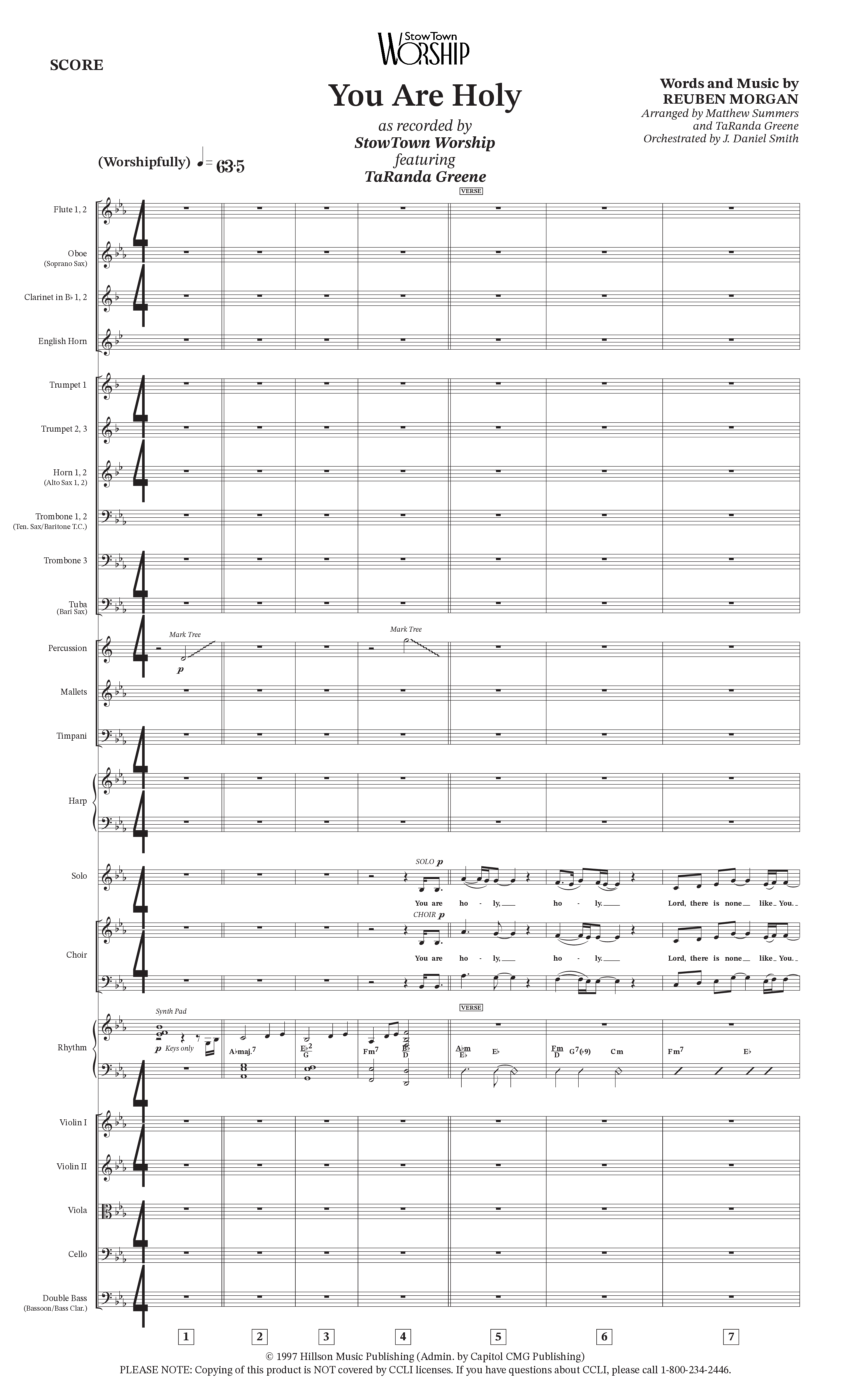 You Are Holy (Choral Anthem SATB) Orchestration (StowTown Worship / TaRanda Greene)