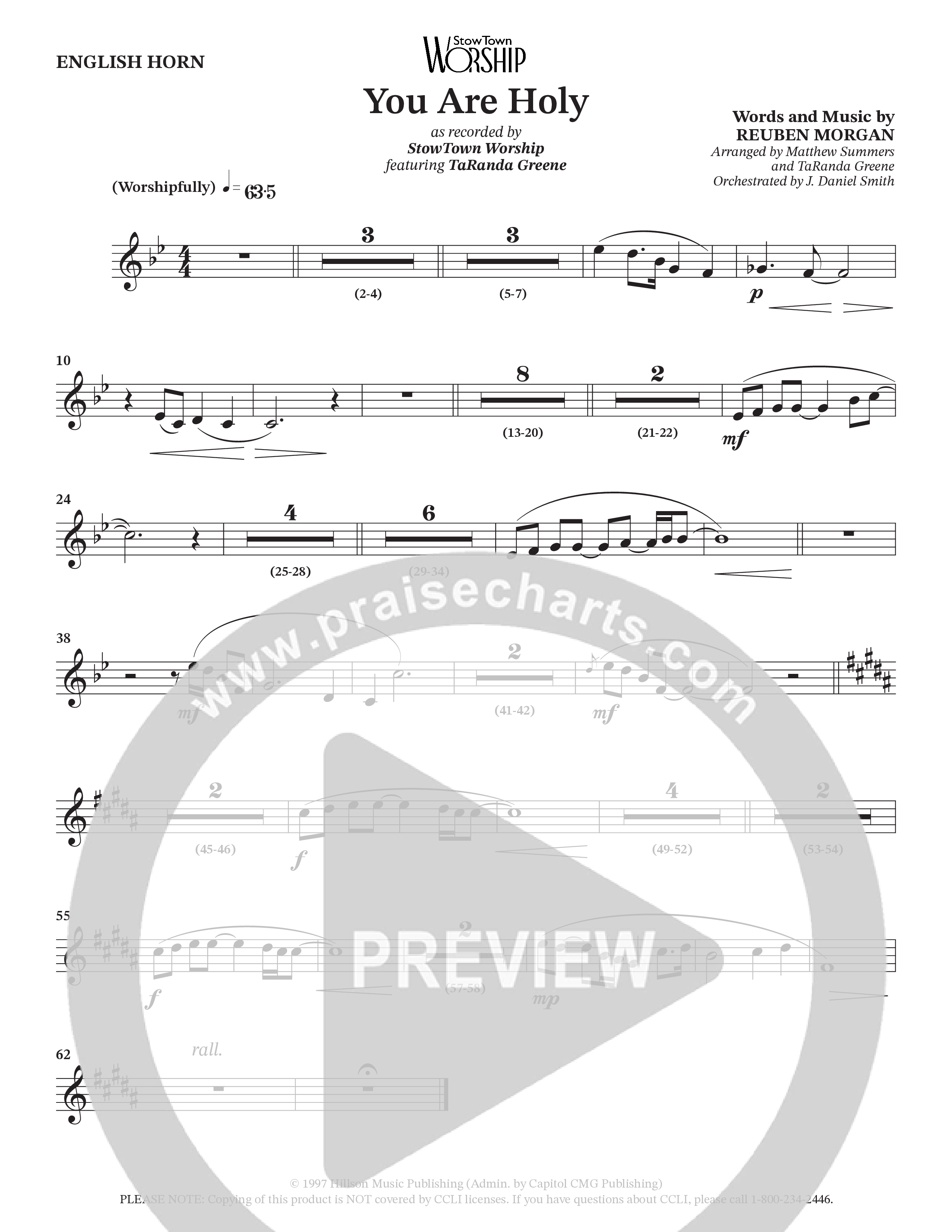 You Are Holy (Choral Anthem SATB) English Horn (StowTown Worship / TaRanda Greene)