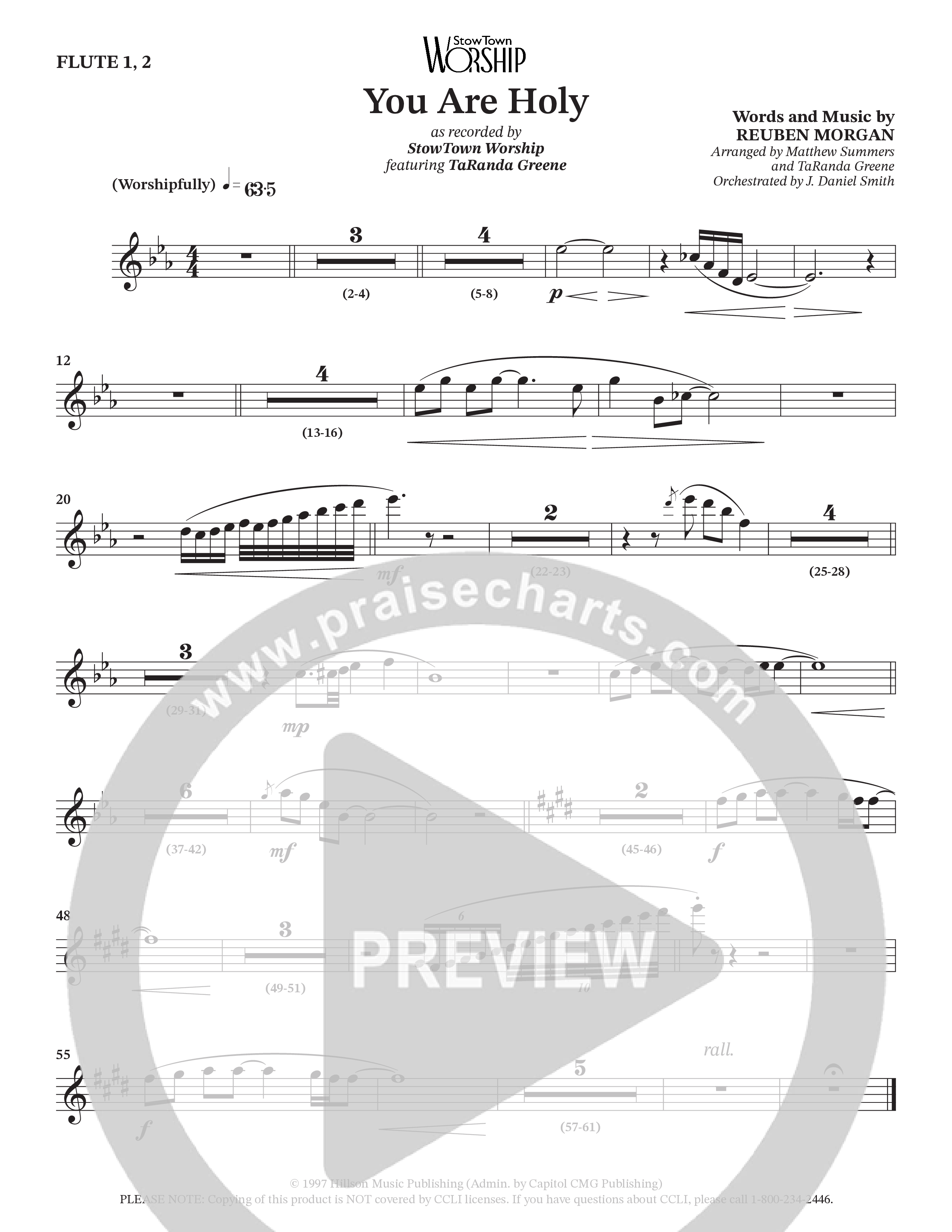 You Are Holy (Choral Anthem SATB) Flute 1/2 (StowTown Worship / TaRanda Greene)