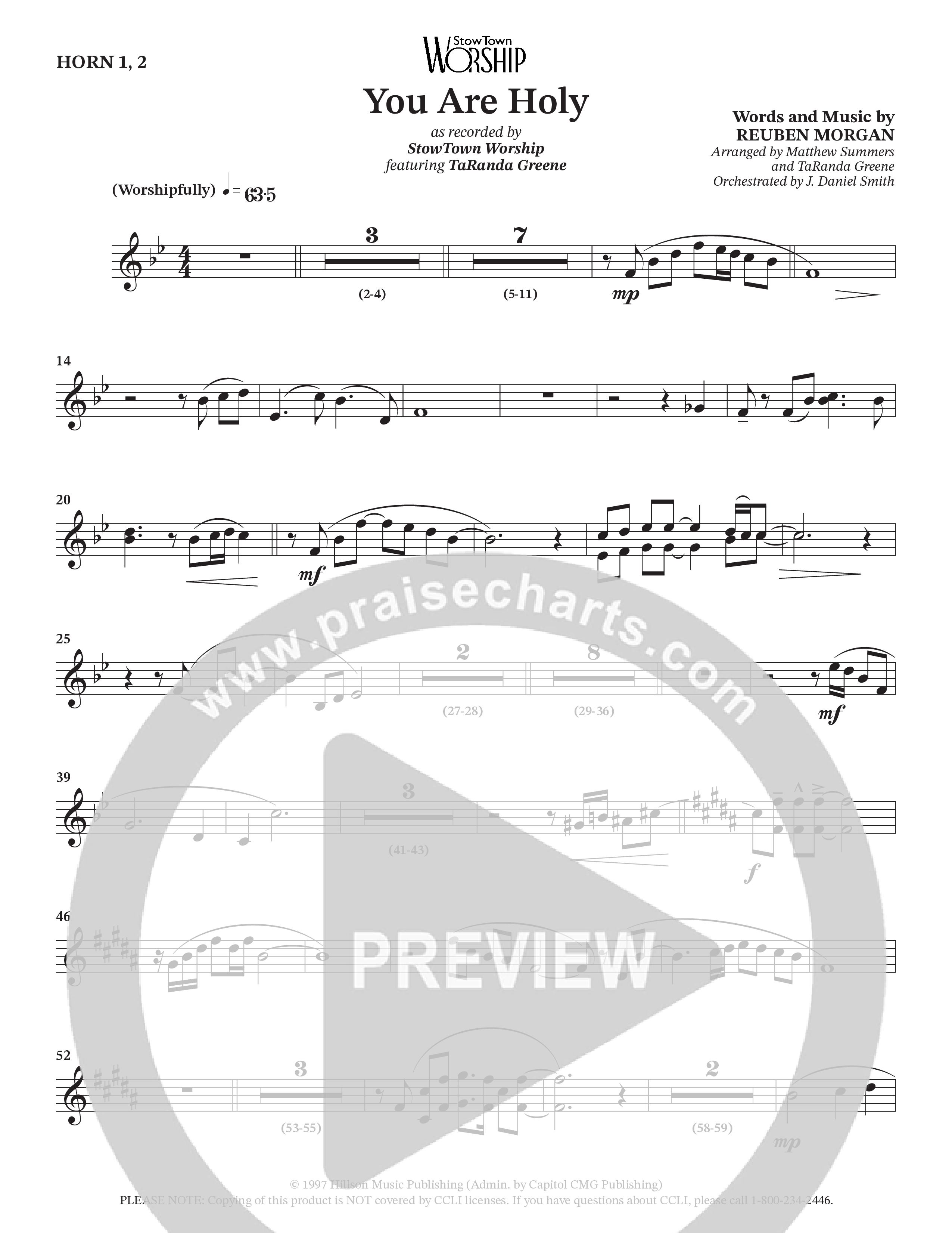 You Are Holy (Choral Anthem SATB) French Horn 1/2 (StowTown Worship / TaRanda Greene)